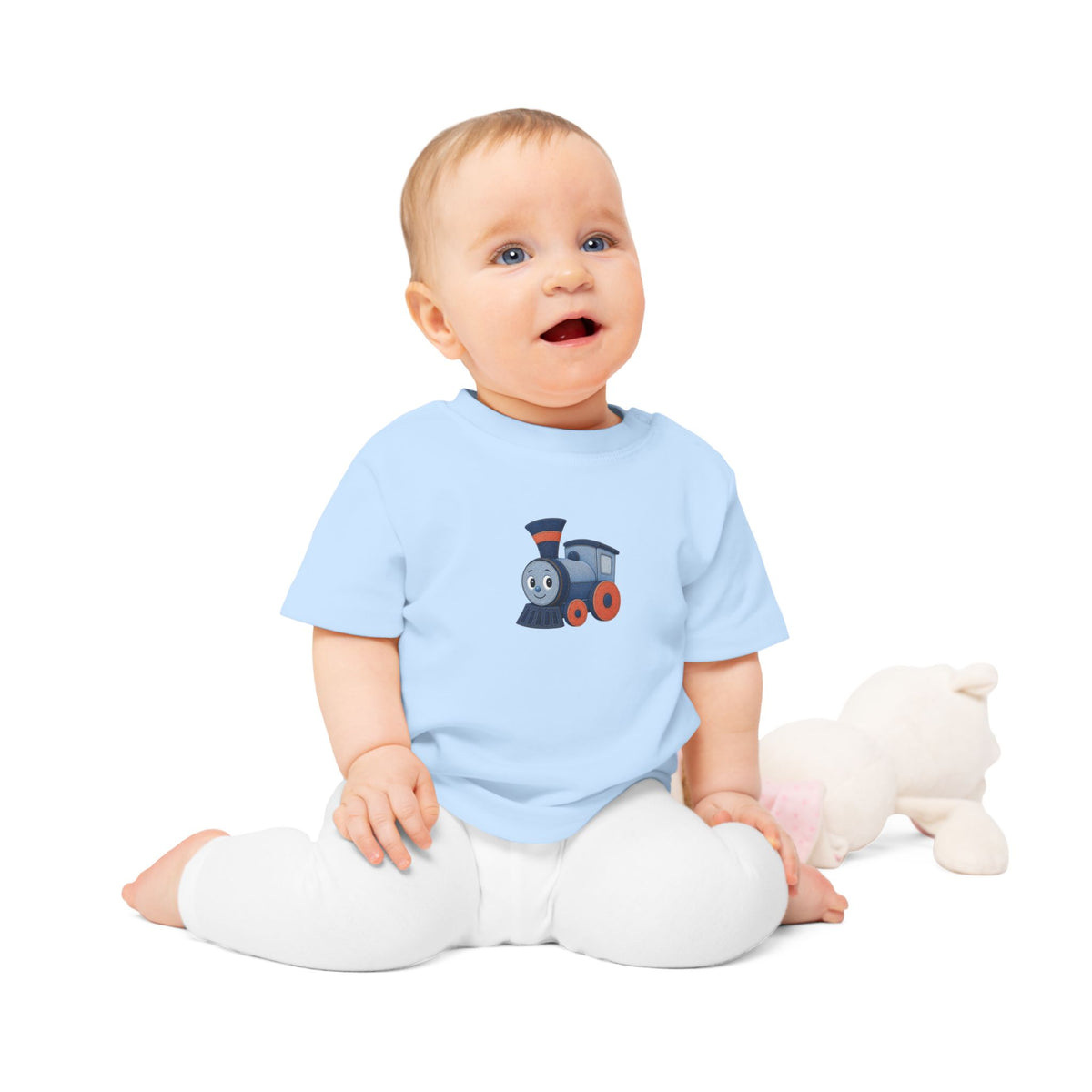 Organic Cotton Train Baby T-Shirt | Cute Locomotive Toddler Shirt NB-24M