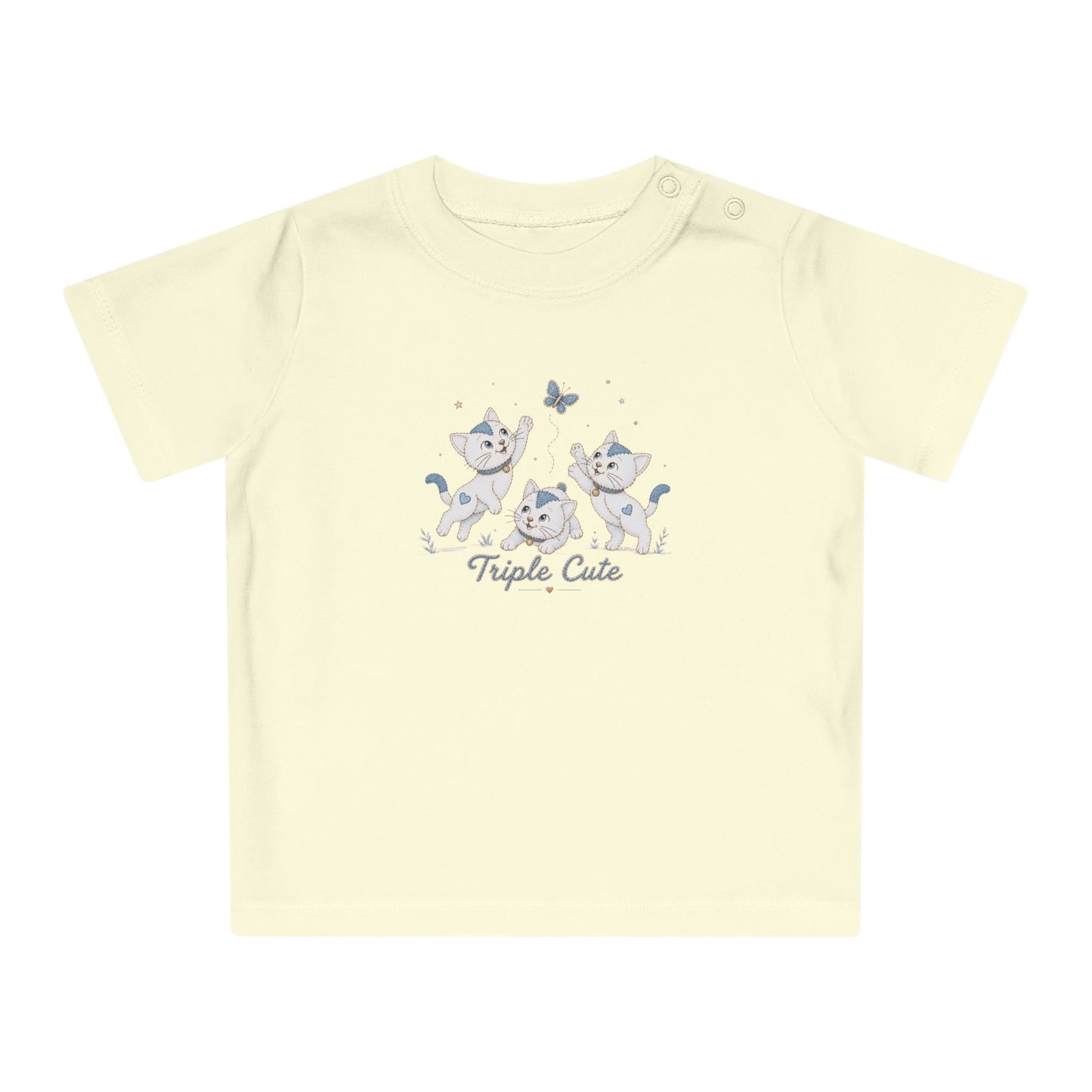 Organic Baby T-Shirt | Triple Cute Kittens | Organic Cotton Baby Tee | NB–24M | Gender Neutral Baby Gift
