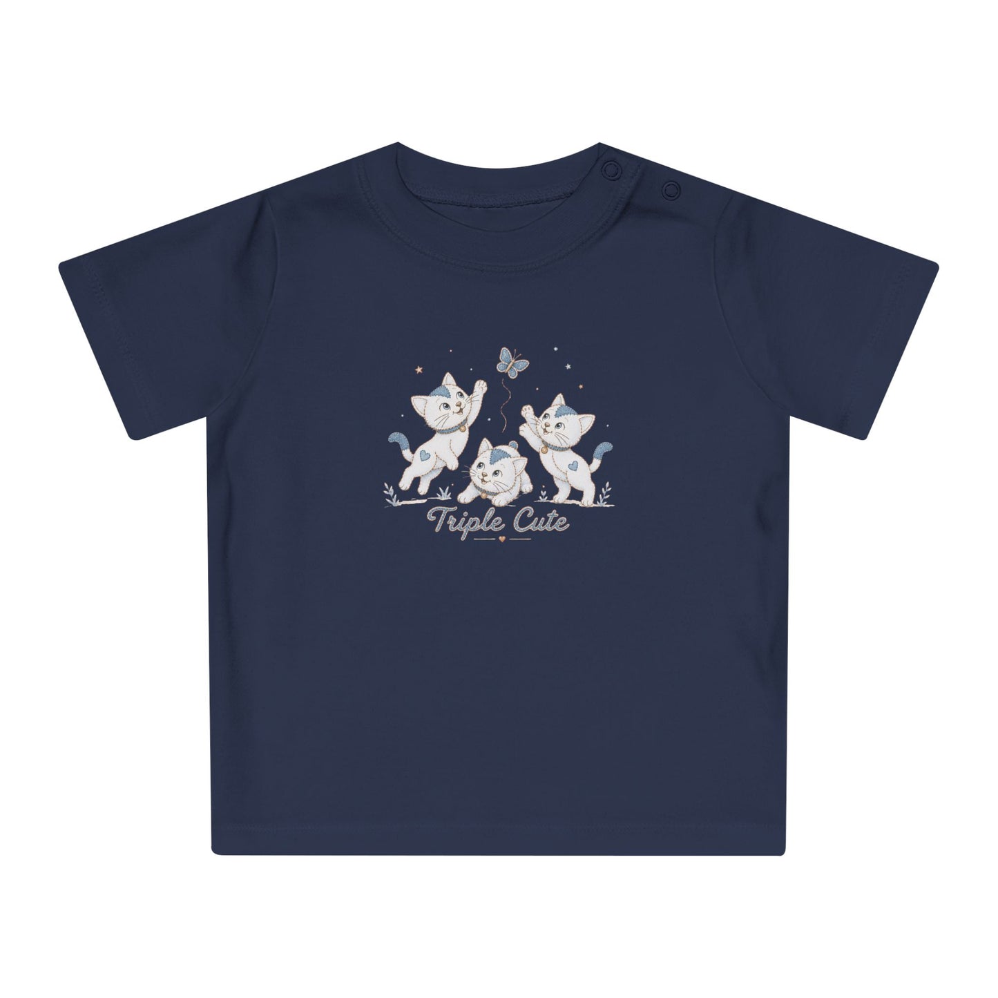 Organic Baby T-Shirt | Triple Cute Kittens | Organic Cotton Baby Tee | NB–24M | Gender Neutral Baby Gift