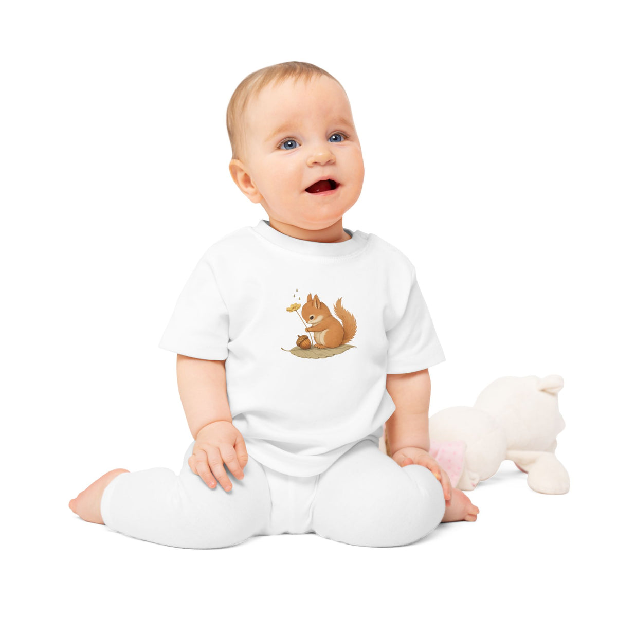 Organic Baby Squirrel Shirt | Minimalist Cotton Infant Clothes NB-24M
