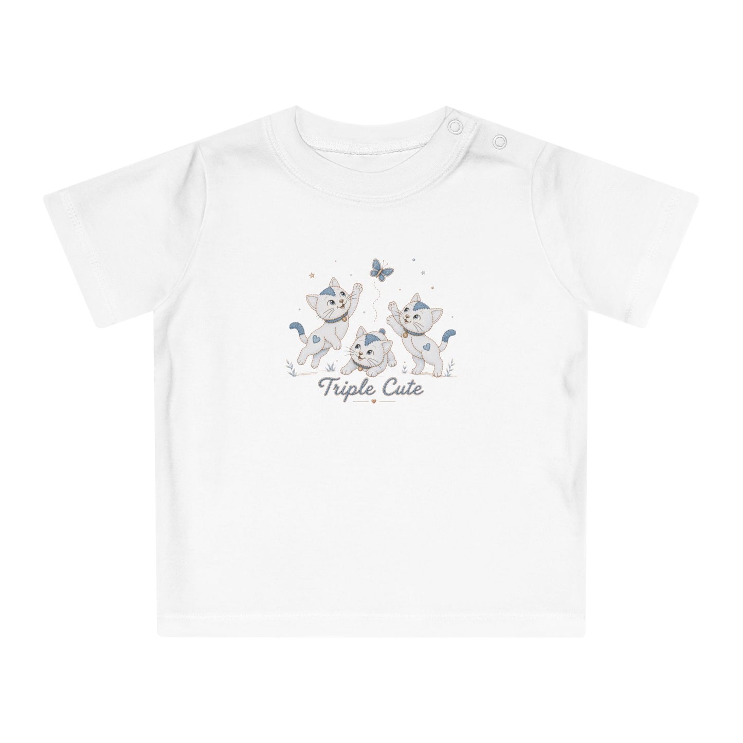 Organic Baby T-Shirt | Triple Cute Kittens | Organic Cotton Baby Tee | NB–24M | Gender Neutral Baby Gift