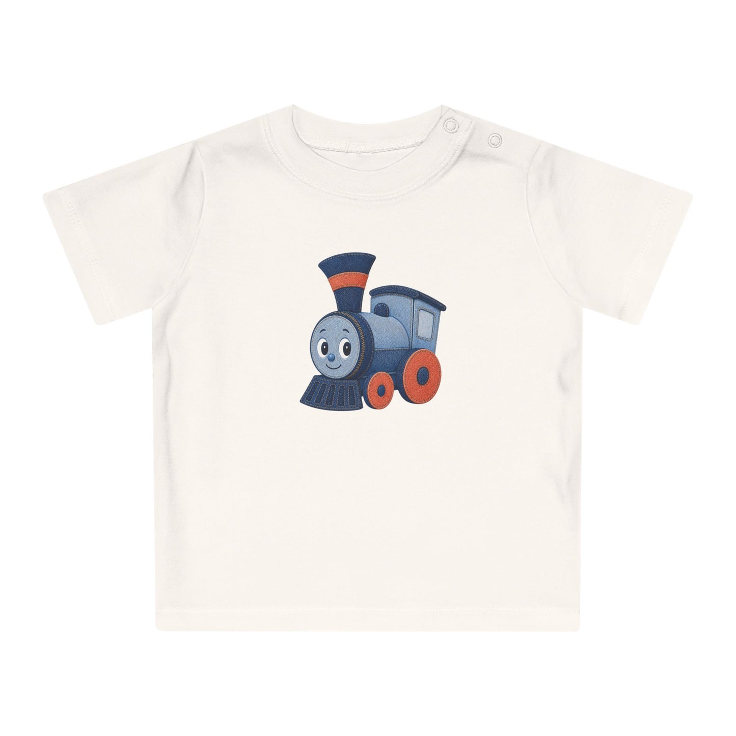 Organic Cotton Train Baby T-Shirt, Cute Locomotive Toddler Shirt, Baby Shower Gift Tee Shirt, Toys Baby Tee, Denim Style Kids Top