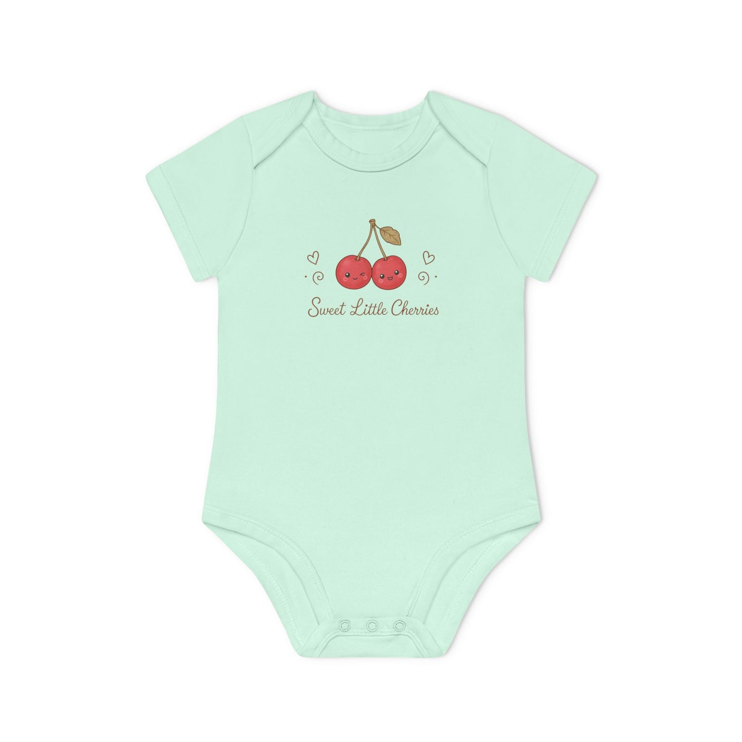 Organic Cherry Baby Bodysuit, Sweet Little Cherries Twins Bodysuit, Cute Fruits Baby Outfit, Minimalist Organic Baby Clothes, NB-18M