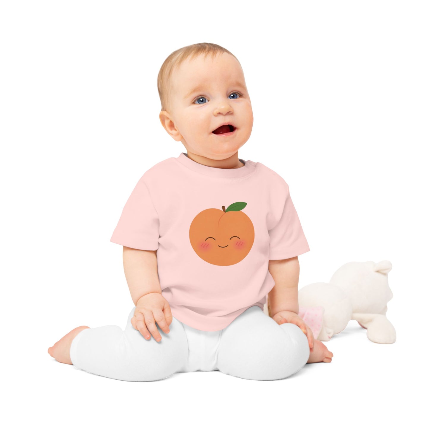 Organic Peach Baby Shirt, Cute Peach Toddler Tee, Positive Baby T-Shirt, Newborn Organic Cotton Shirt, Baby Shower Gift, Neutral Baby Gift
