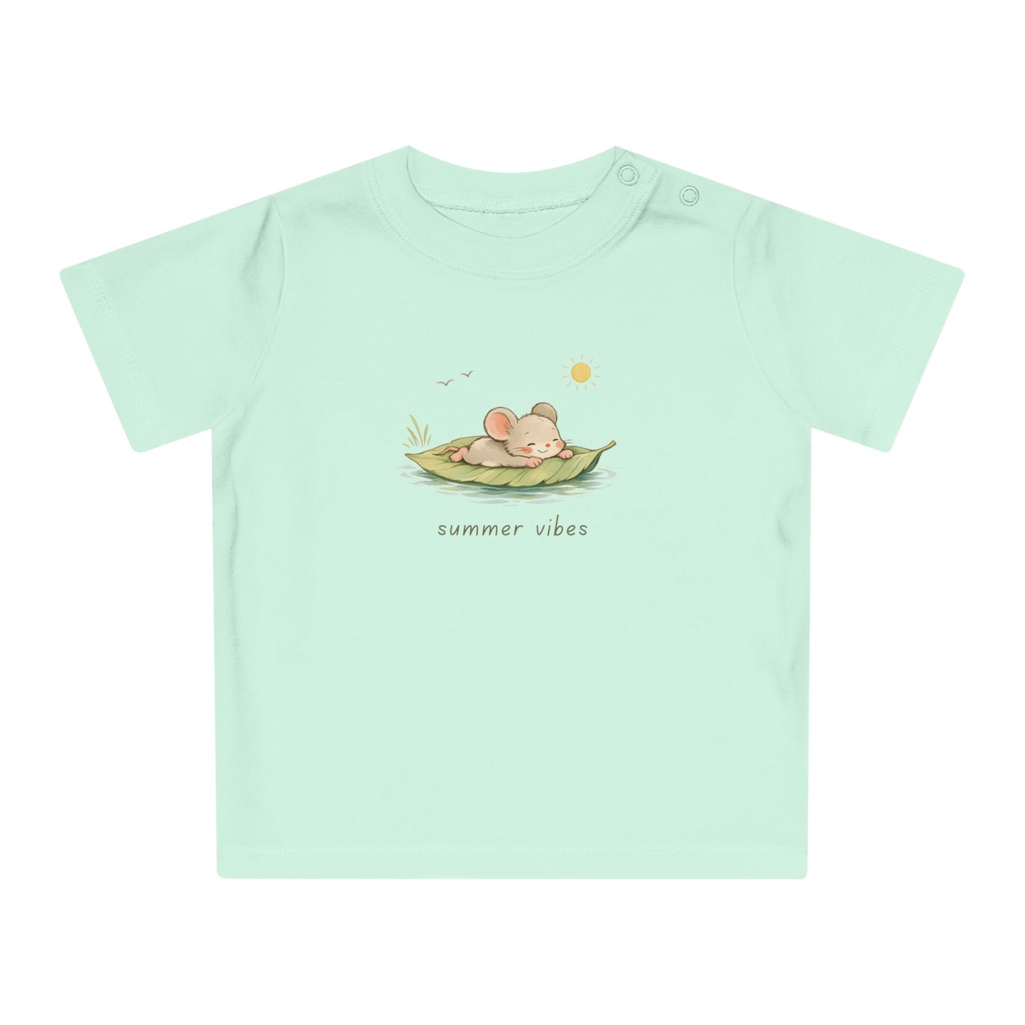 Mouse Organic Cotton Baby Summer Shirt, Cute Mouse Baby Tee, Minimal Toddler Shirt, Neutral European Baby Clothes, Summer Vibes T-Shirt