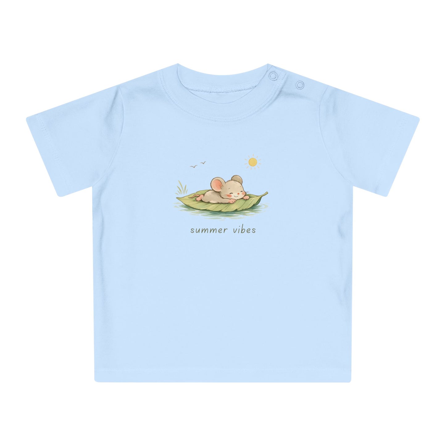 Mouse Organic Cotton Baby Summer Shirt, Cute Mouse Baby Tee, Minimal Toddler Shirt, Neutral European Baby Clothes, Summer Vibes T-Shirt
