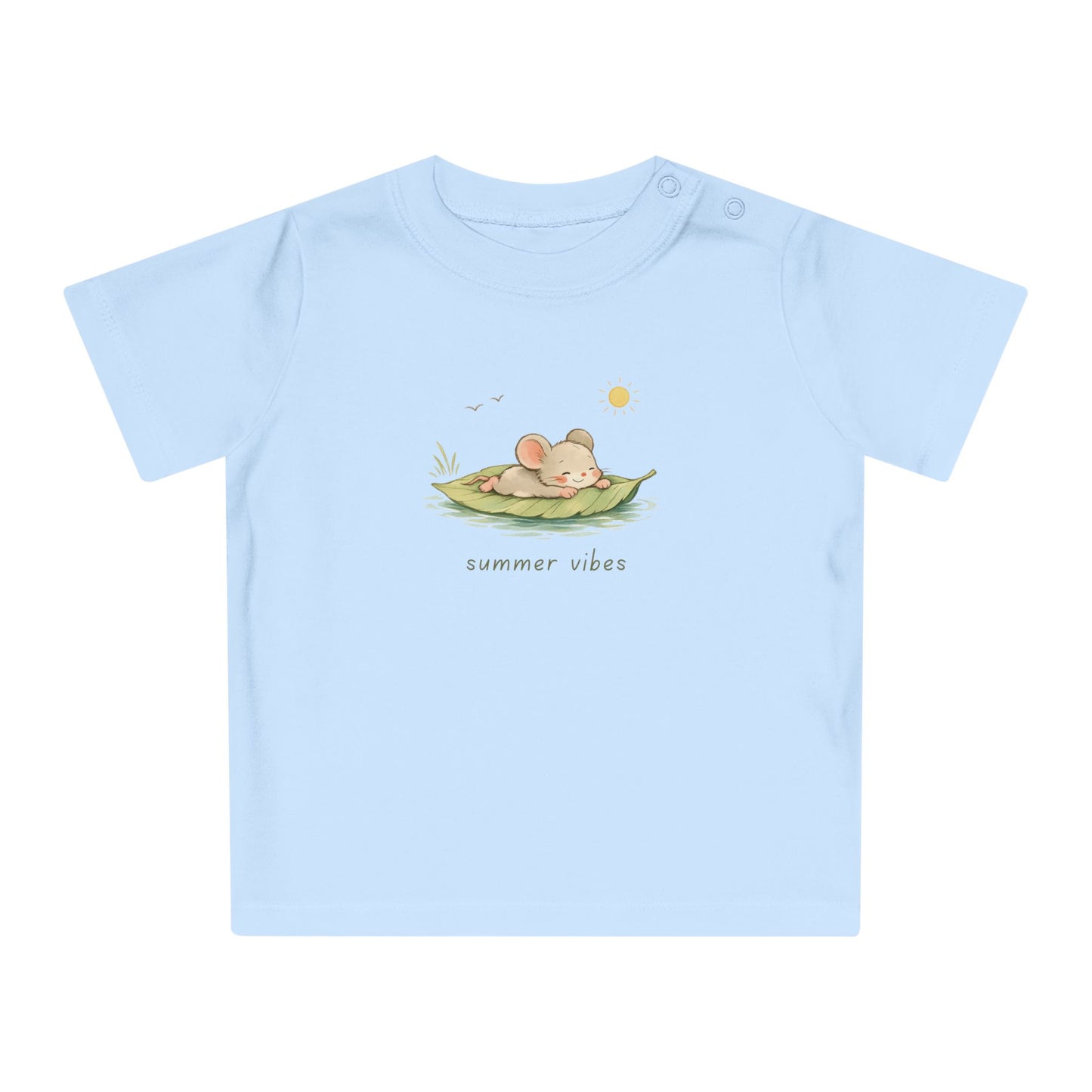 Mouse Organic Cotton Baby Summer Shirt, Cute Mouse Baby Tee, Minimal Toddler Shirt, Neutral European Baby Clothes, Summer Vibes T-Shirt