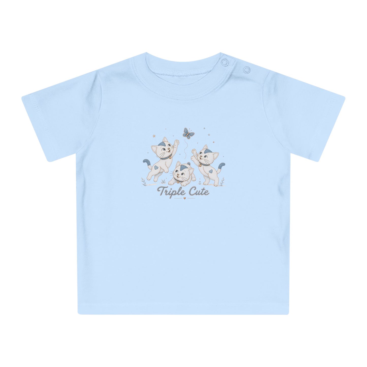 Organic Baby T-Shirt | Triple Cute Kittens | Organic Cotton Baby Tee | NB–24M | Gender Neutral Baby Gift