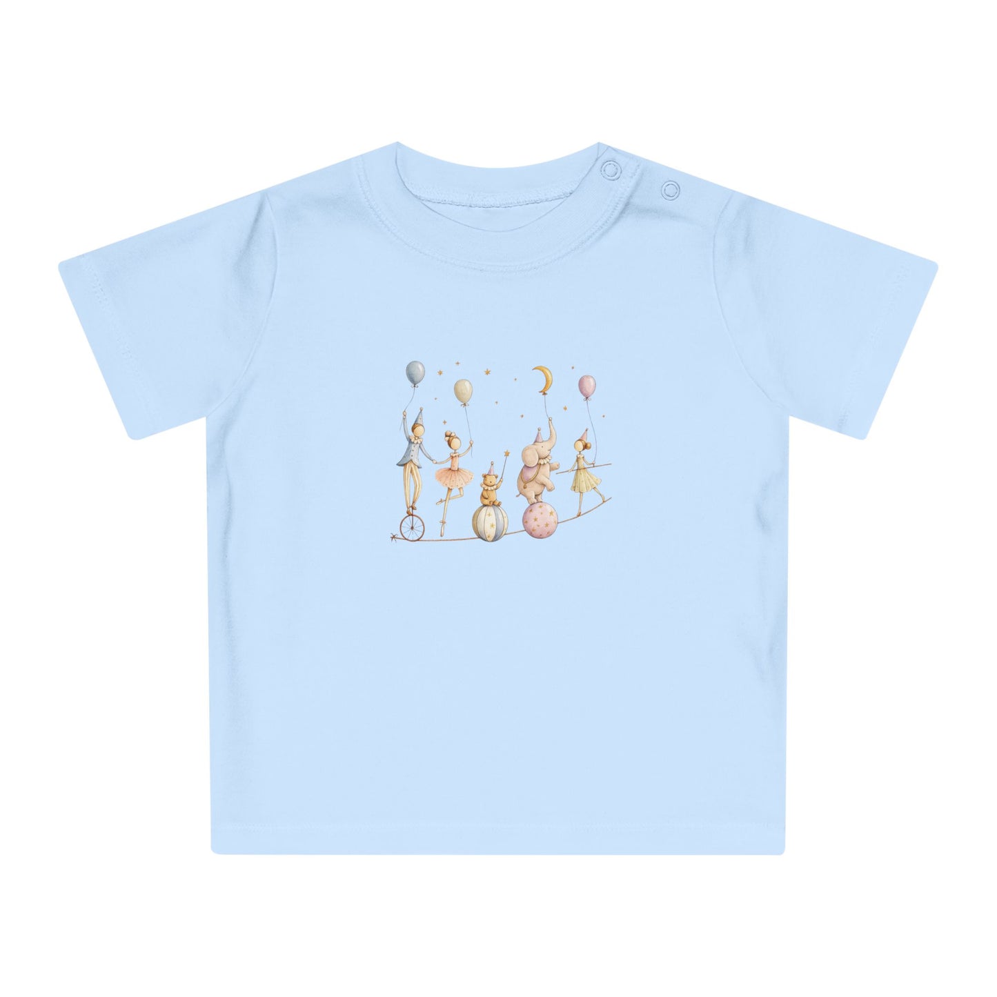 Organic Baby Circus T-Shirt, Luxury Baby Tee, Cute Baby Clothes, Neutral Baby Gift, Circus Animals Shirt, Newborn to 24M