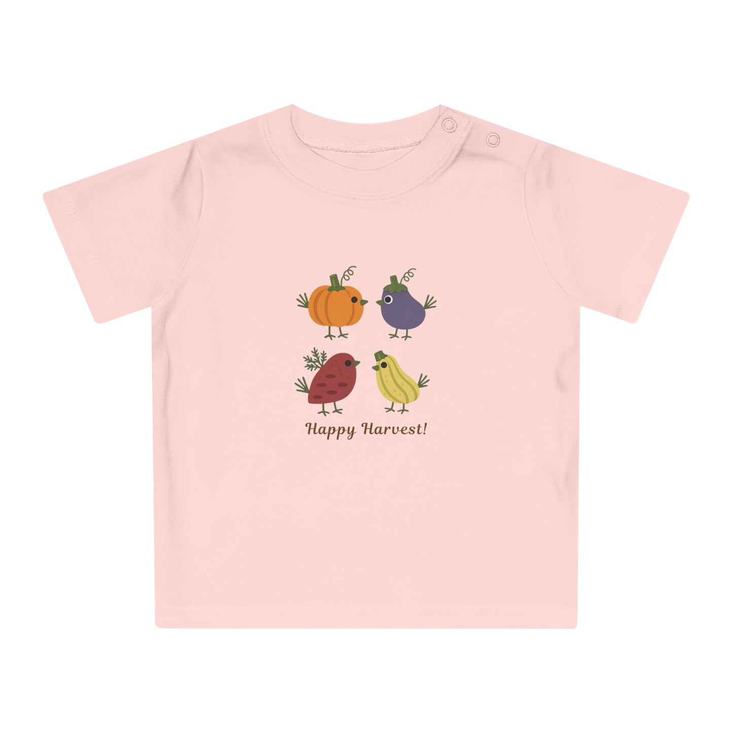 Organic Baby Harvest Birds T-Shirt | Scandinavian Autumn Pumpkin Bird Tee | NB-24M