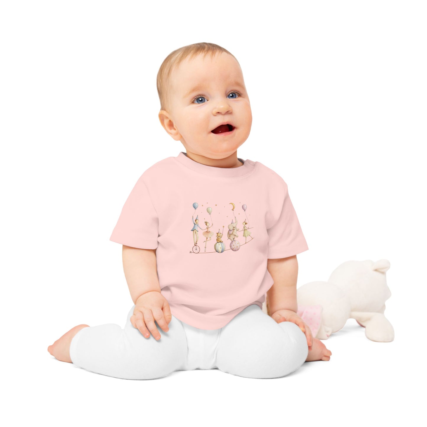 Organic Baby Circus T-Shirt, Luxury Baby Tee, Cute Baby Clothes, Neutral Baby Gift, Circus Animals Shirt, Newborn to 24M