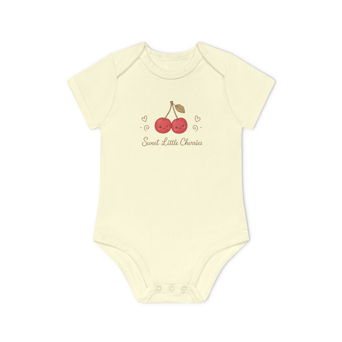 Organic Cherry Baby Bodysuit, Sweet Little Cherries Twins Bodysuit, Cute Fruits Baby Outfit, Minimalist Organic Baby Clothes, NB-18M