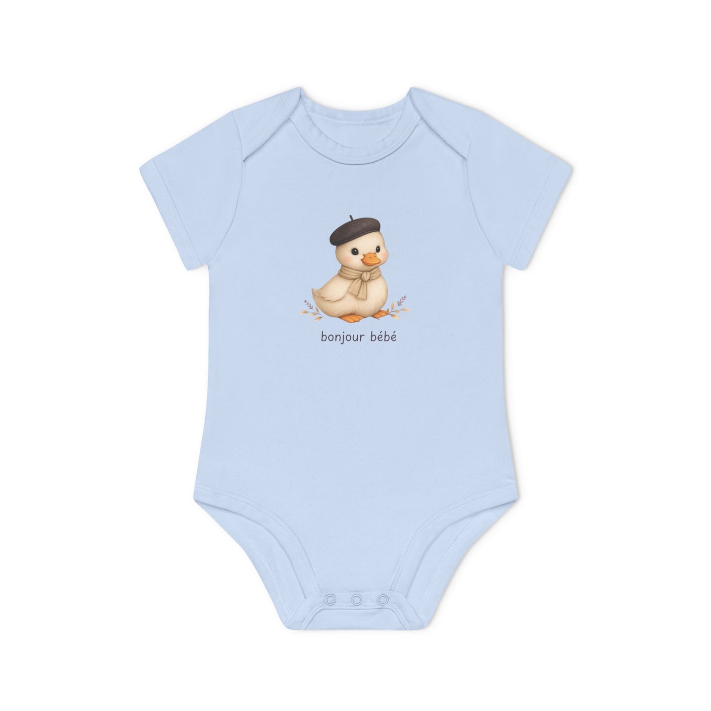 Bonjour Bébé Duck Organic Baby Bodysuit | French Baby Clothes | Neutral Baby Outfit | Organic Cotton Bodysuit | NB-18M