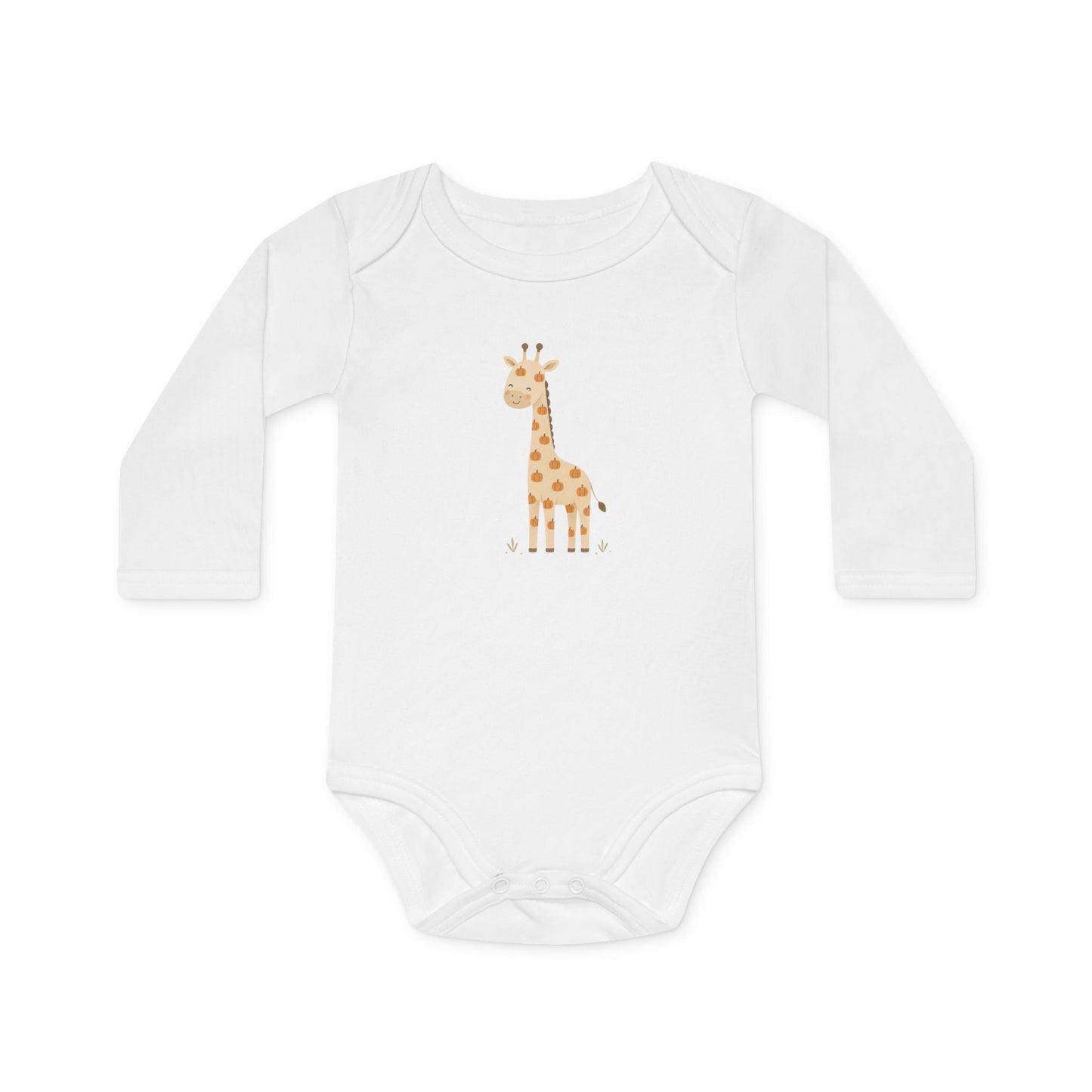 Minimalist Giraffe Long Sleeve Baby Bodysuit | Organic Style Baby One Piece | Neutral Baby Gift | NB–18M