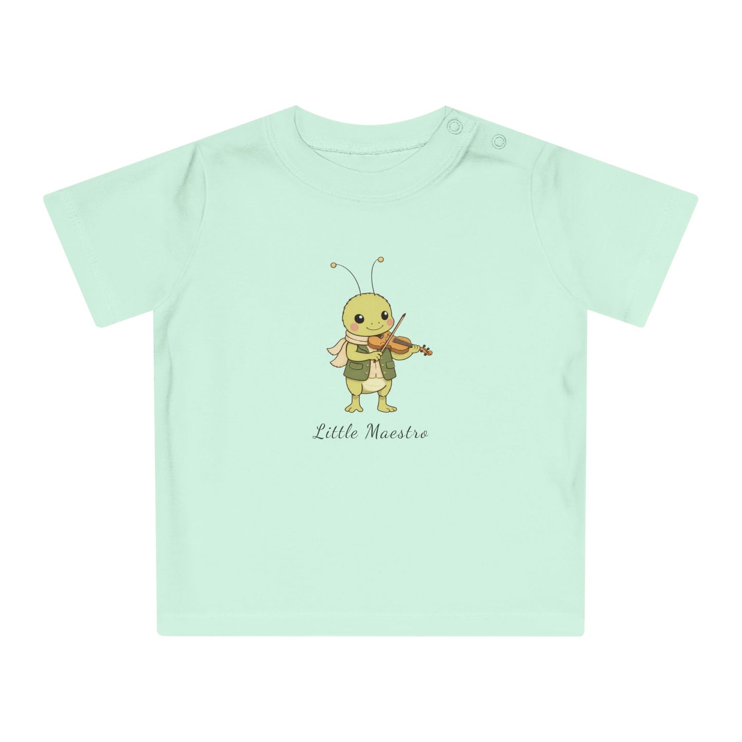 Organic Baby Music Shirt, Little Maestro Baby Tee, Violin Baby T-Shirt, Cute Musician Infant T Shirt, Organic Toddler Top NB-24M