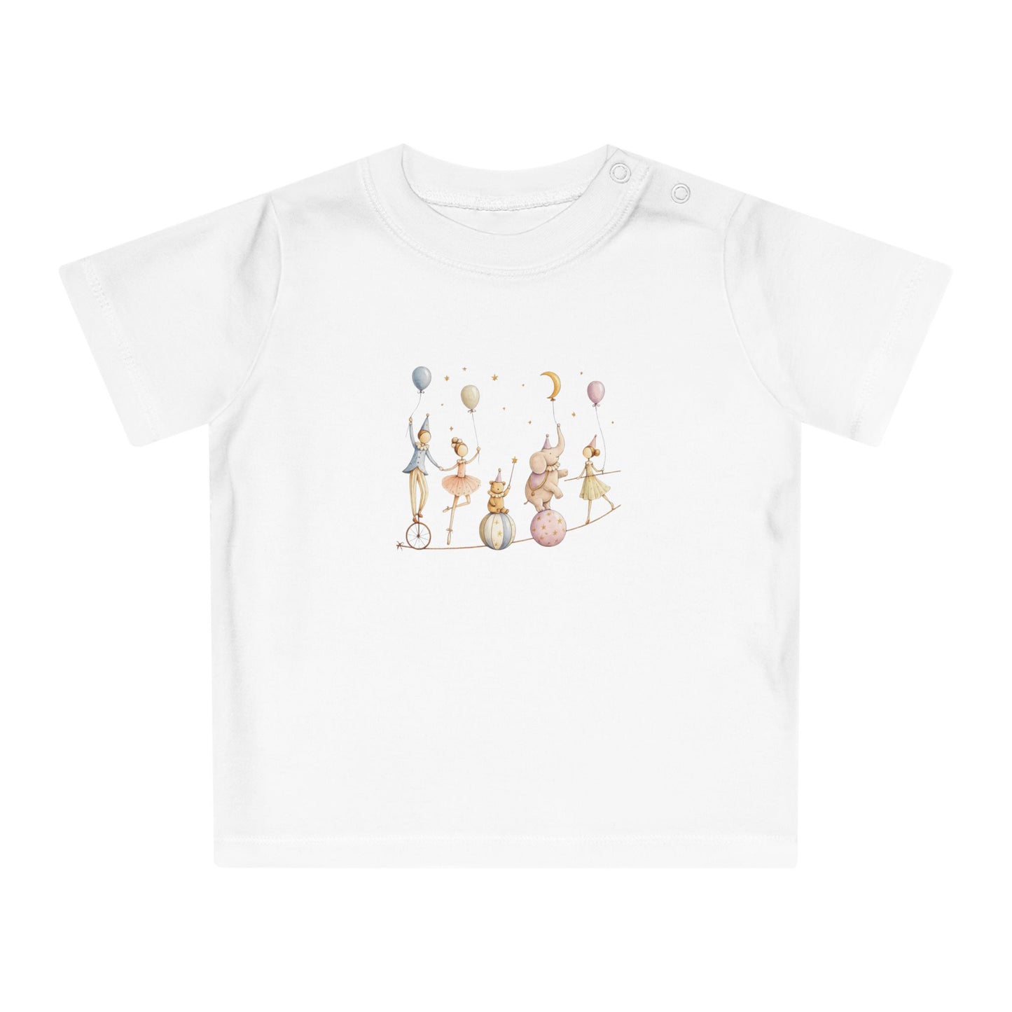 Organic Baby Circus T-Shirt, Luxury Baby Tee, Cute Baby Clothes, Neutral Baby Gift, Circus Animals Shirt, Newborn to 24M