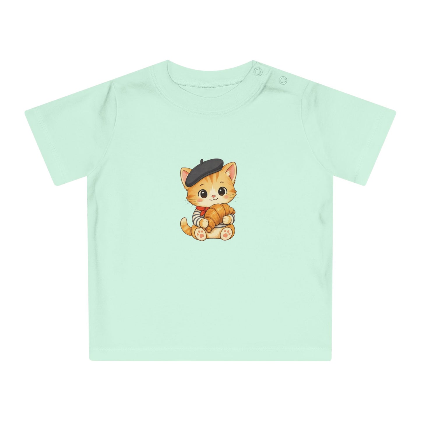 Cute Kitten Organic Baby T Shirt, Minimal Baby Tee, Boutique Baby Clothes, Cat Baby Shirt, European Baby Fashion, Baby Gift NB-24M