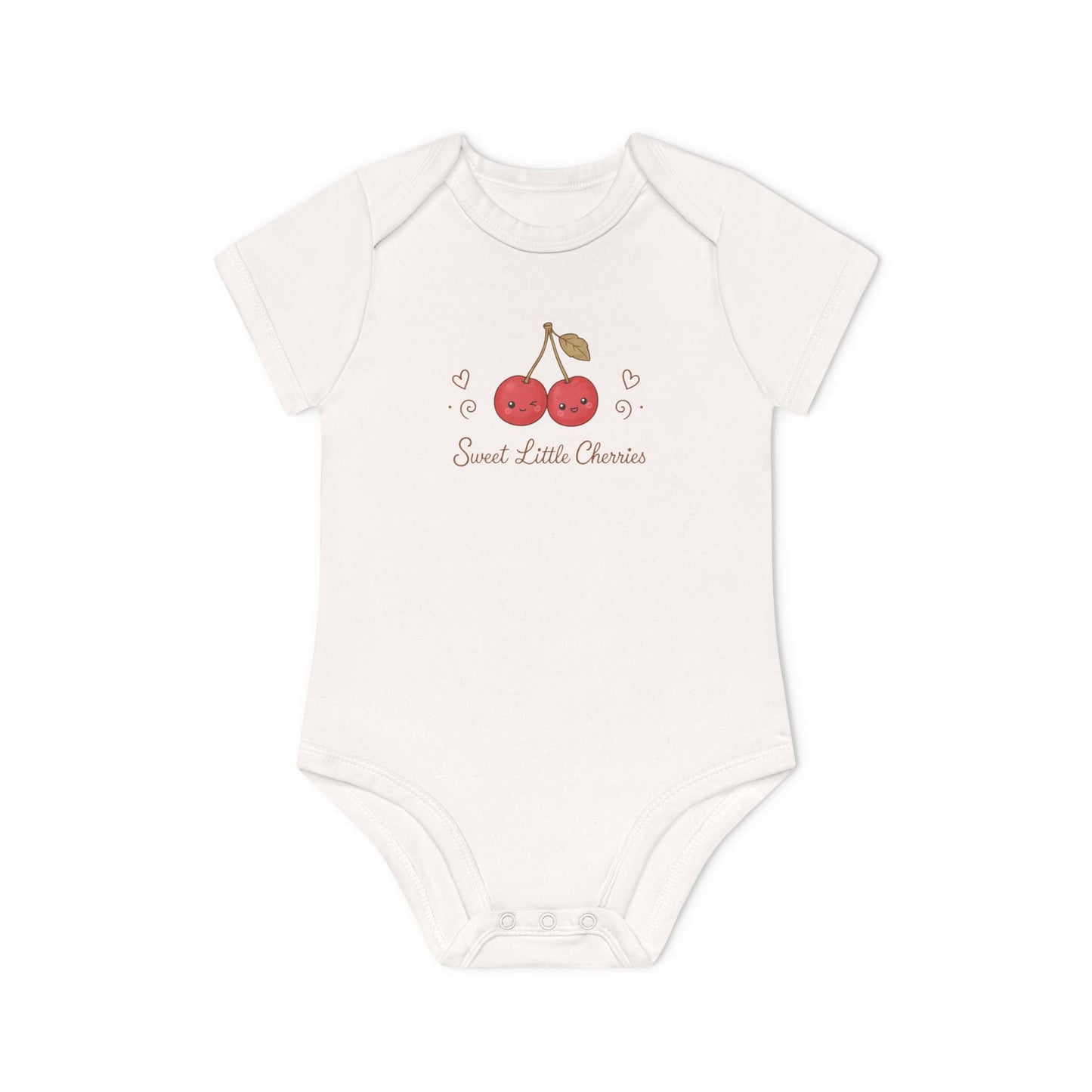 Organic Cherry Baby Bodysuit, Sweet Little Cherries Twins Bodysuit, Cute Fruits Baby Outfit, Minimalist Organic Baby Clothes, NB-18M