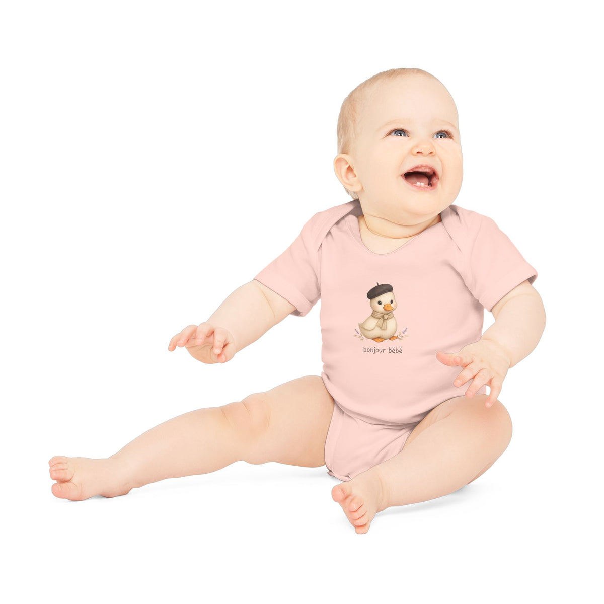 Bonjour Bébé Duck Organic Baby Bodysuit | French Baby Clothes | Neutral Baby Outfit | NB-18M