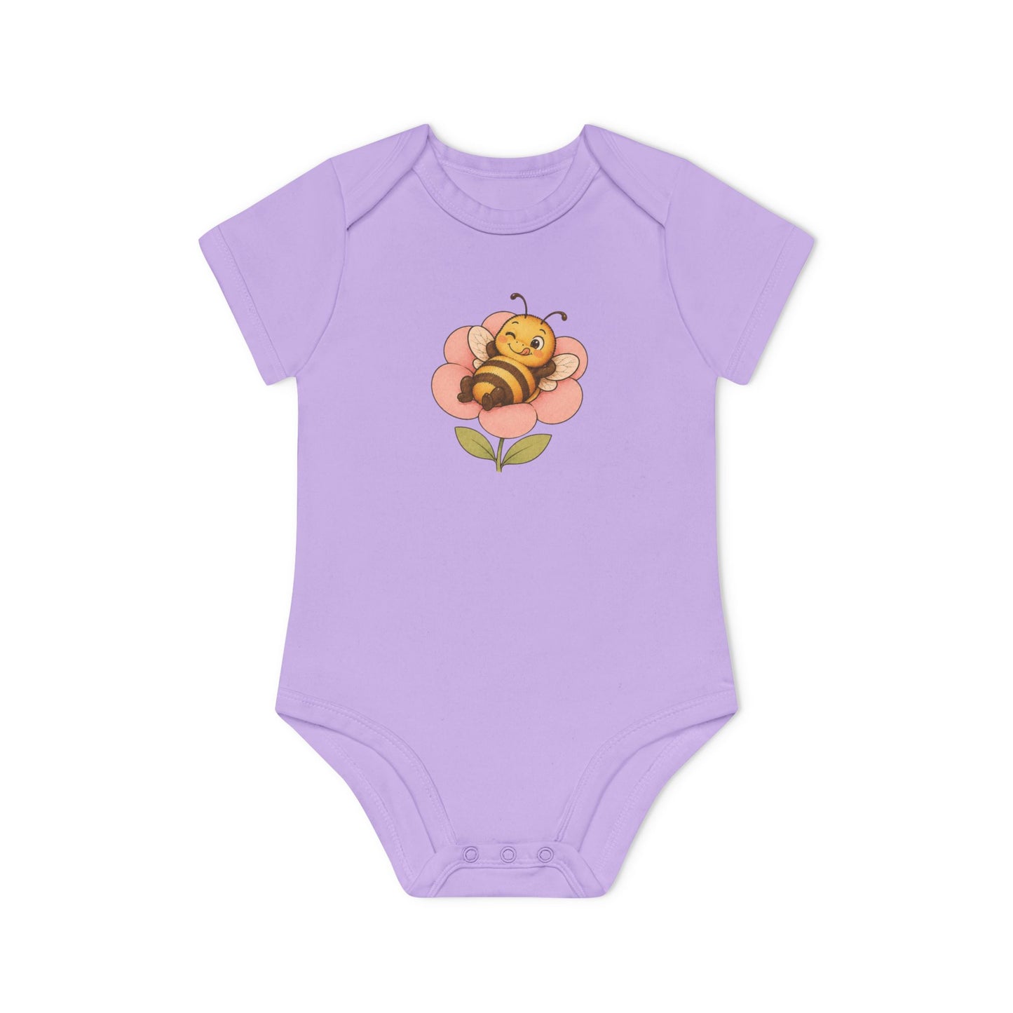 Organic Bee Baby Bodysuit, Baby Shower Gift, Newborn Gift, Organic Baby Clothes, Neutral Baby Outfit, Flower Baby Bodysuit