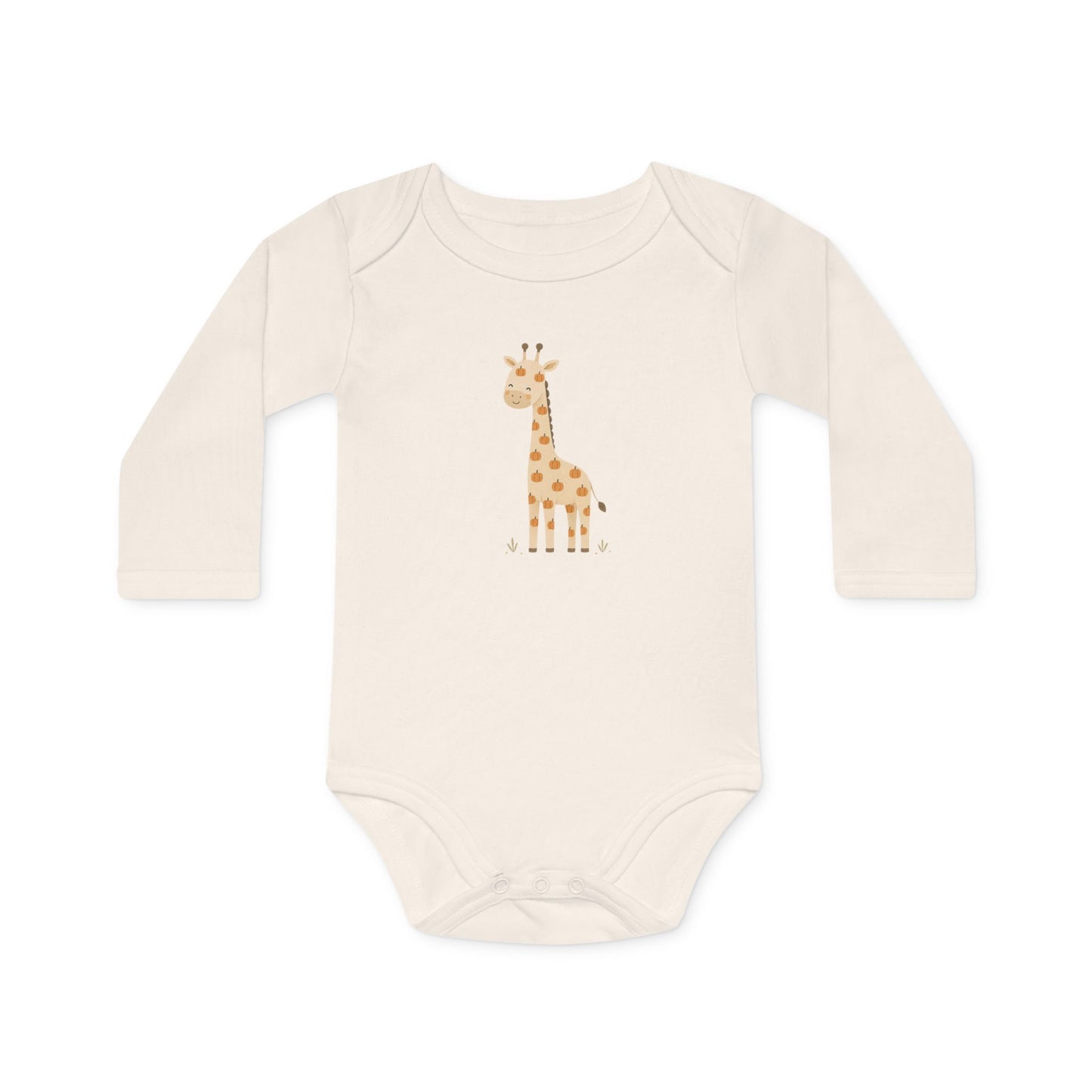Minimalist Giraffe Long Sleeve Baby Bodysuit | Organic Style Baby One Piece | Neutral Baby Gift | NB–18M