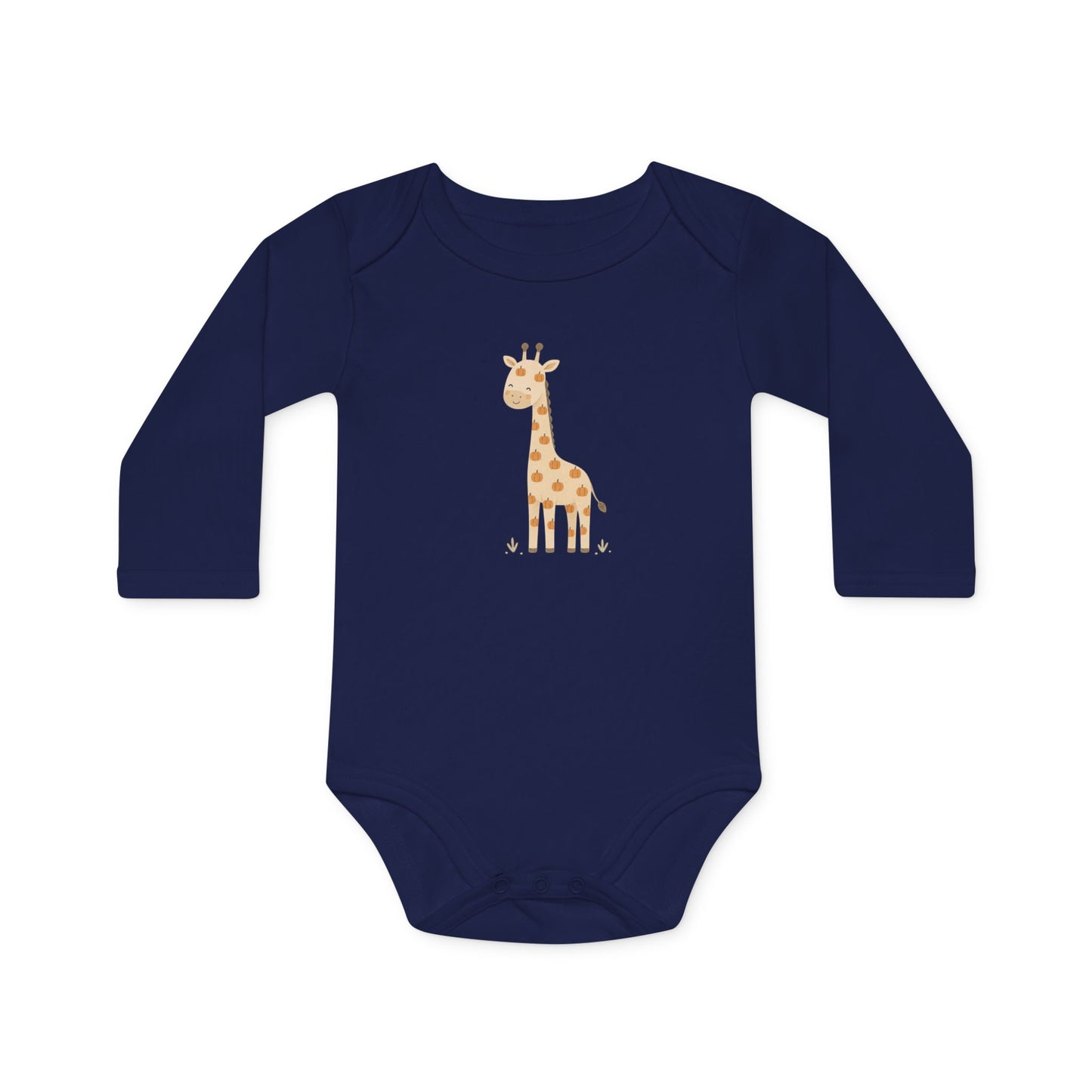 Minimalist Giraffe Long Sleeve Baby Bodysuit | Organic Style Baby One Piece | Neutral Baby Gift | NB–18M
