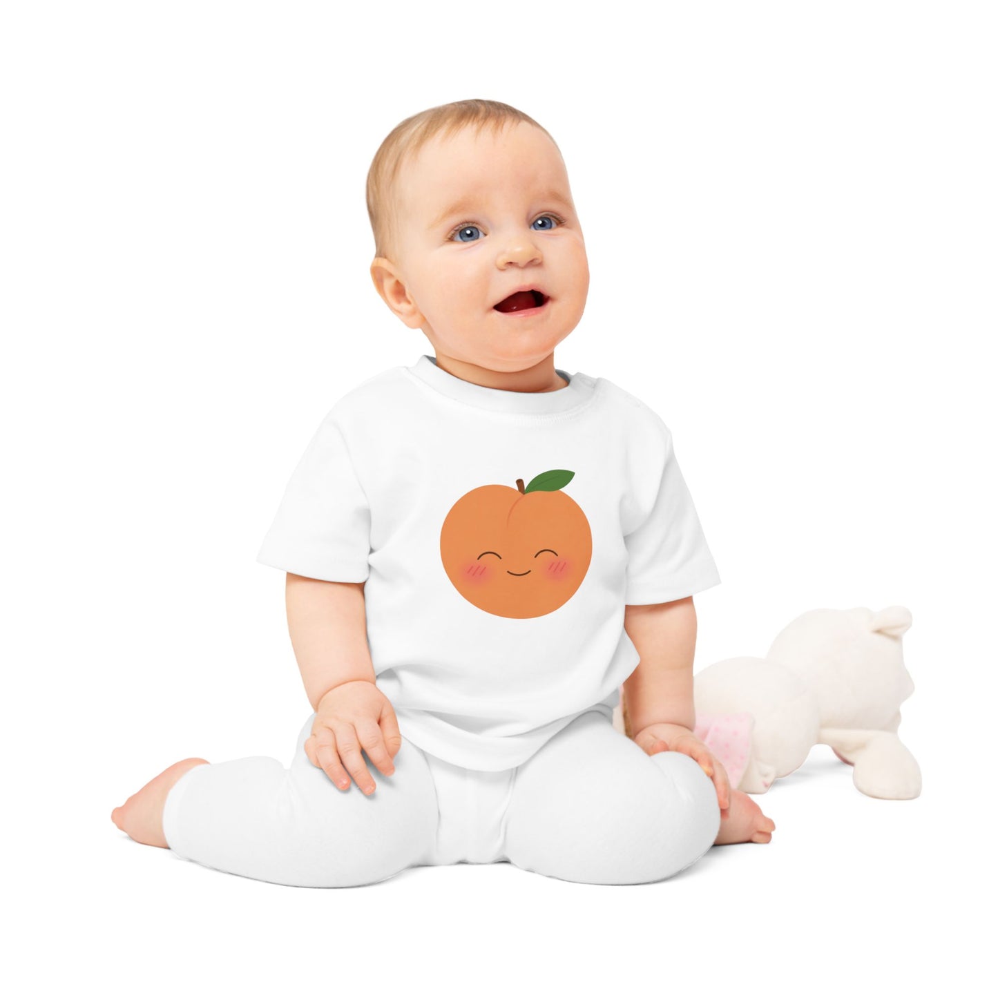 Organic Peach Baby Shirt, Cute Peach Toddler Tee, Positive Baby T-Shirt, Newborn Organic Cotton Shirt, Baby Shower Gift, Neutral Baby Gift
