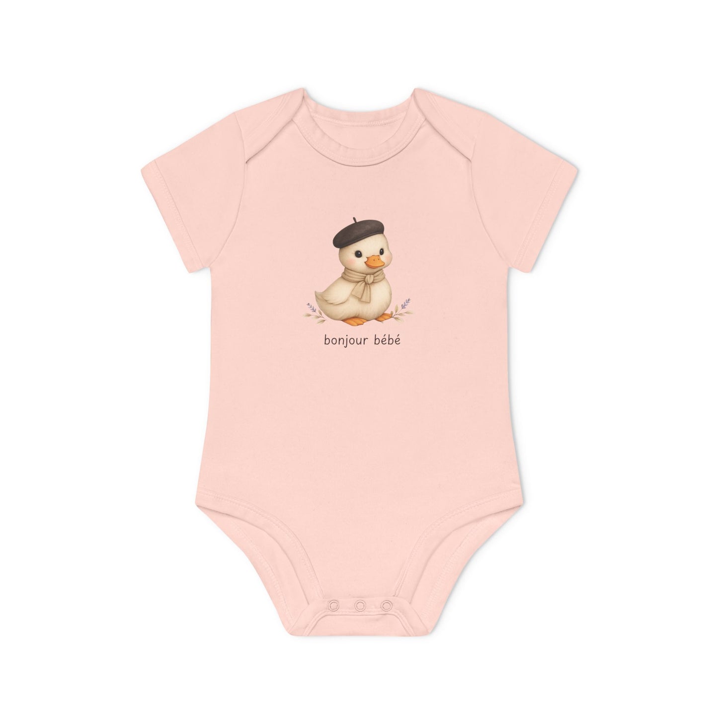 Bonjour Bébé Duck Organic Baby Bodysuit | French Baby Clothes | Neutral Baby Outfit | Organic Cotton Bodysuit | NB-18M