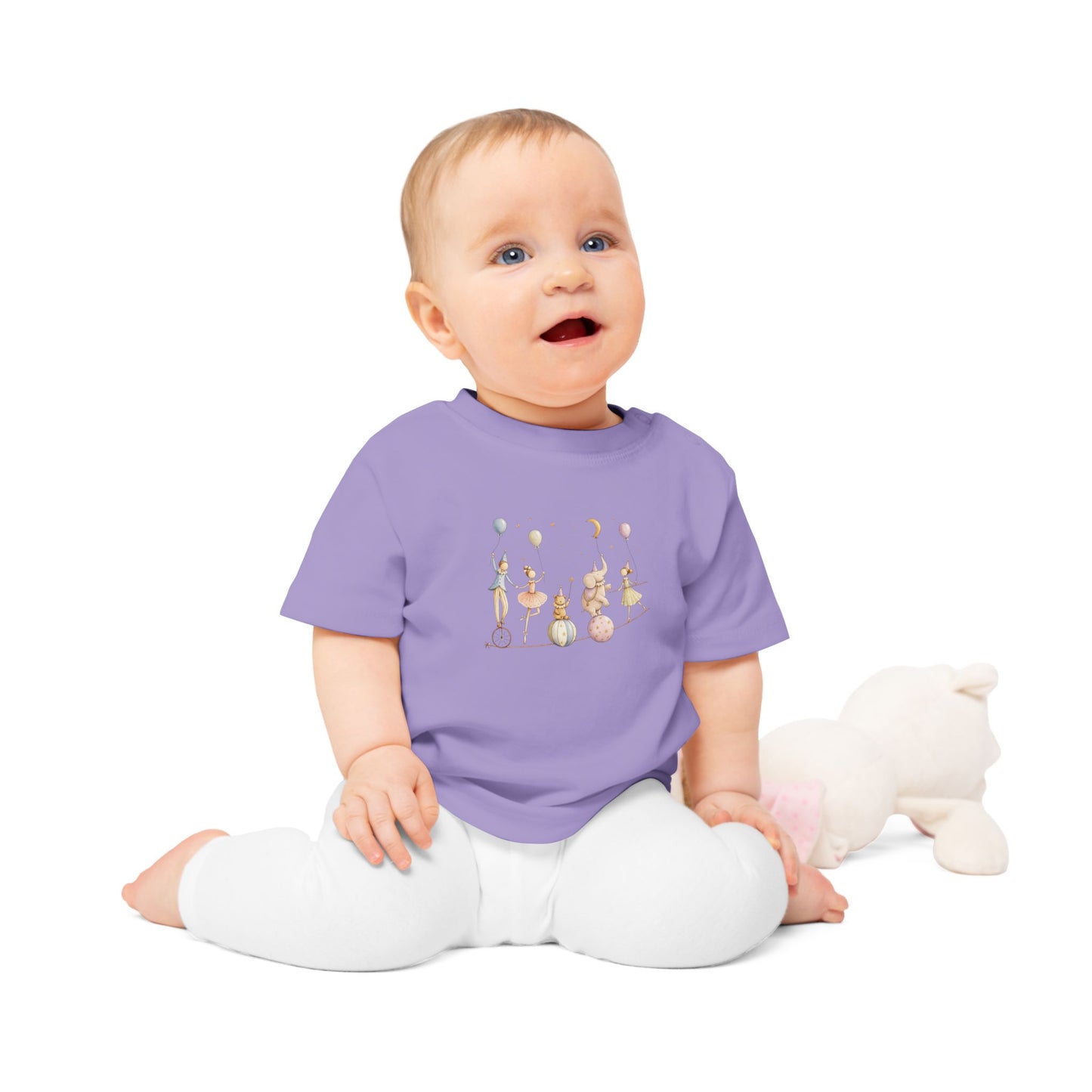 Organic Baby Circus T-Shirt, Luxury Baby Tee, Cute Baby Clothes, Neutral Baby Gift, Circus Animals Shirt, Newborn to 24M