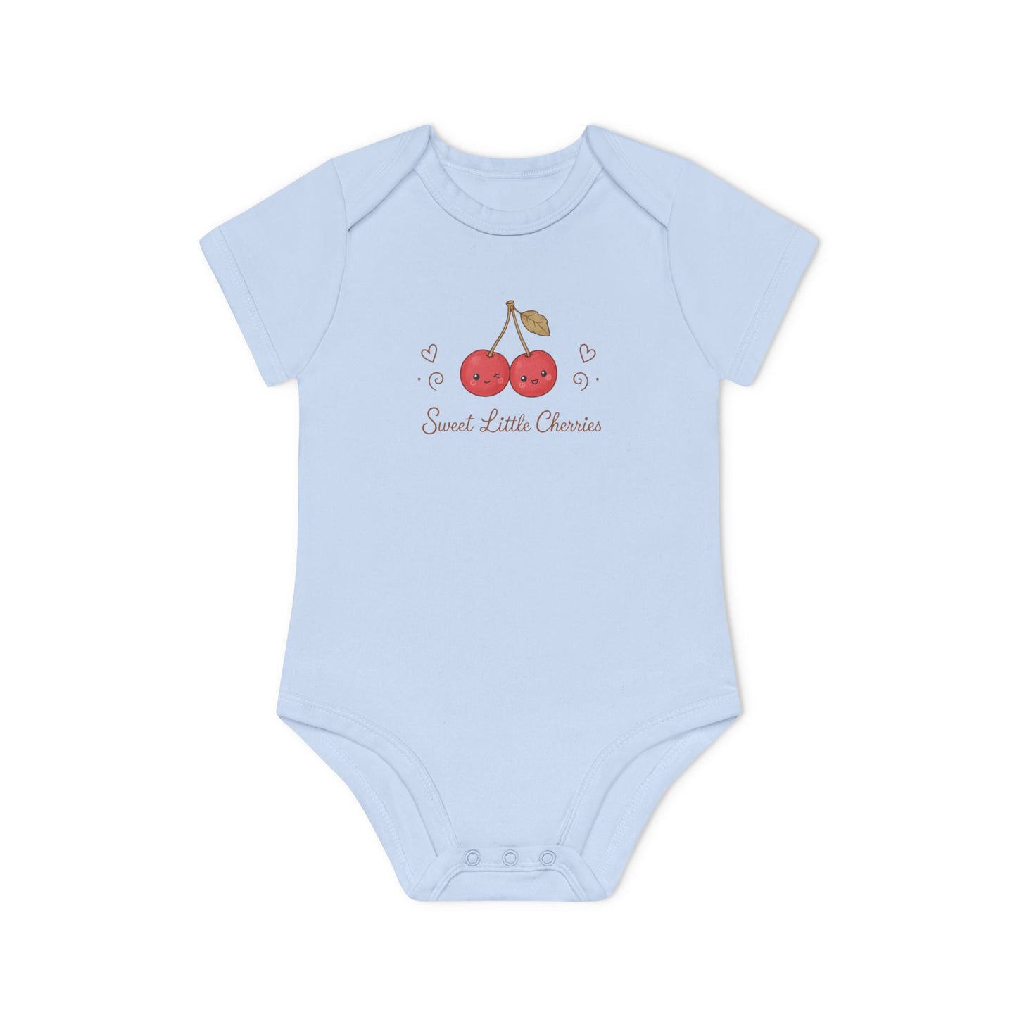 Organic Cherry Baby Bodysuit, Sweet Little Cherries Twins Bodysuit, Cute Fruits Baby Outfit, Minimalist Organic Baby Clothes, NB-18M
