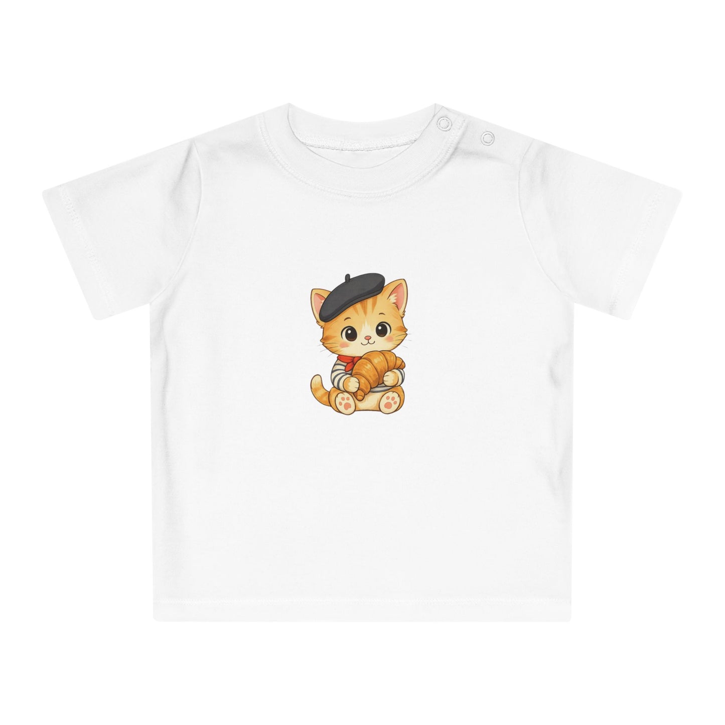 Cute Kitten Organic Baby T Shirt, Minimal Baby Tee, Boutique Baby Clothes, Cat Baby Shirt, European Baby Fashion, Baby Gift NB-24M