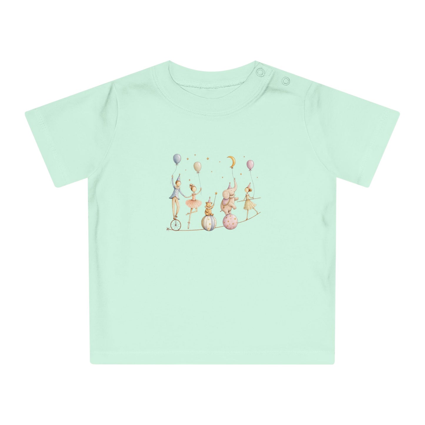Organic Baby Circus T-Shirt, Luxury Baby Tee, Cute Baby Clothes, Neutral Baby Gift, Circus Animals Shirt, Newborn to 24M