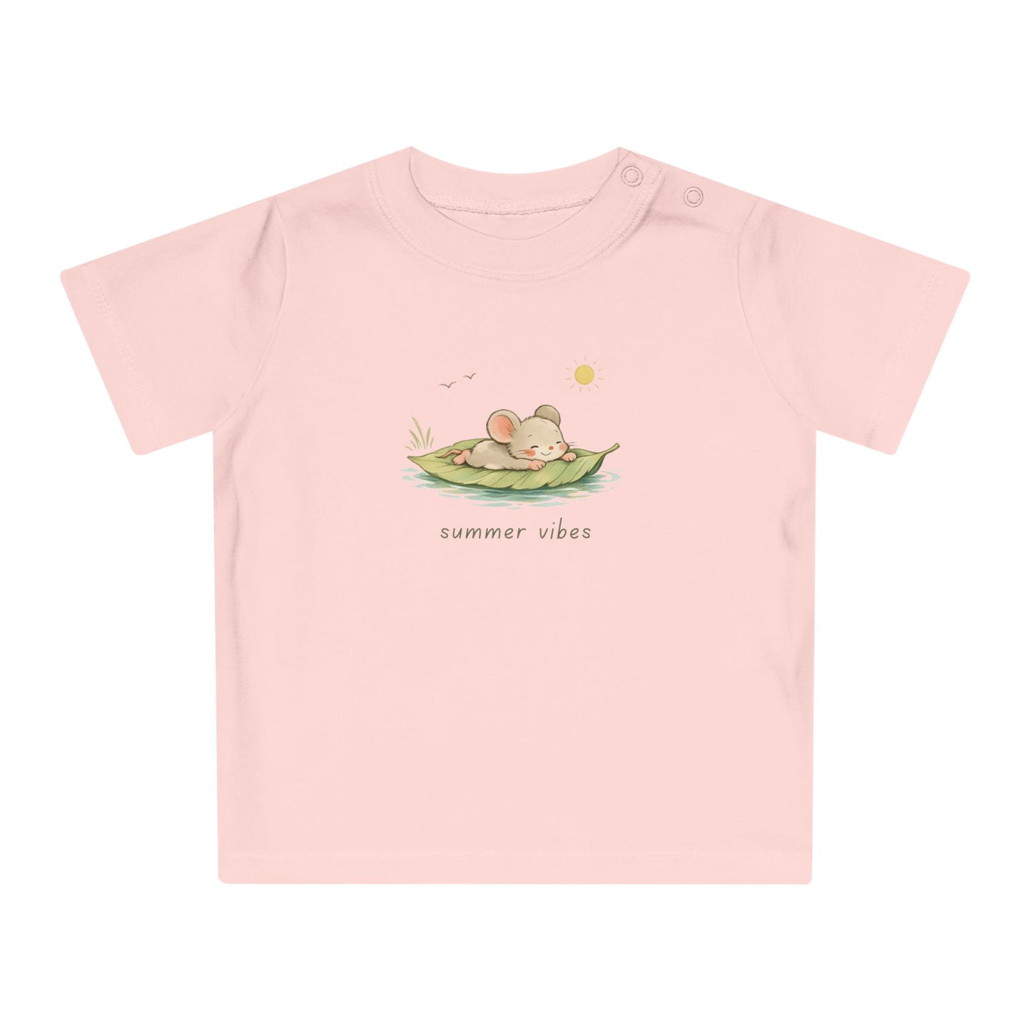 Mouse Organic Cotton Baby Summer Shirt, Cute Mouse Baby Tee, Minimal Toddler Shirt, Neutral European Baby Clothes, Summer Vibes T-Shirt