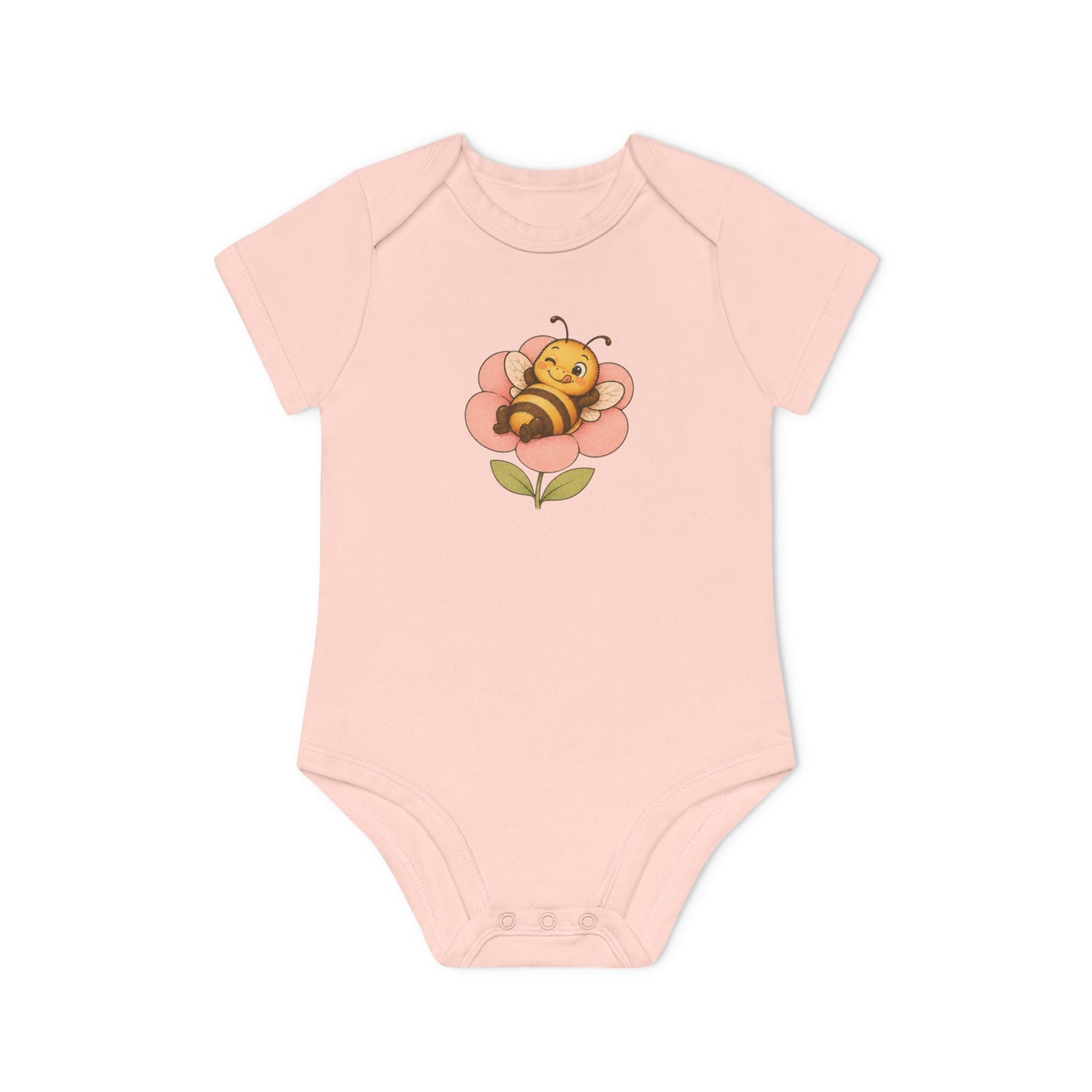 Organic Bee Baby Bodysuit, Baby Shower Gift, Newborn Gift, Organic Baby Clothes, Neutral Baby Outfit, Flower Baby Bodysuit