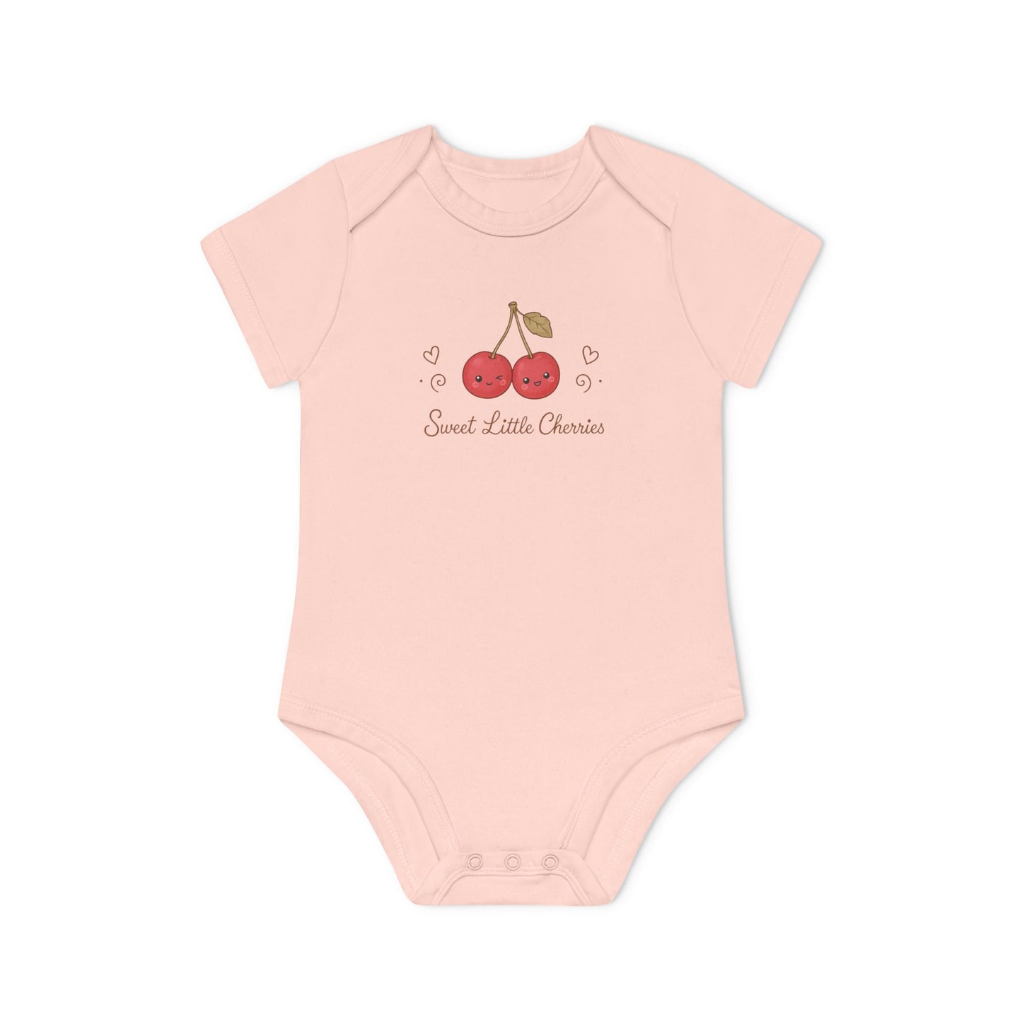 Organic Cherry Baby Bodysuit, Sweet Little Cherries Twins Bodysuit, Cute Fruits Baby Outfit, Minimalist Organic Baby Clothes, NB-18M
