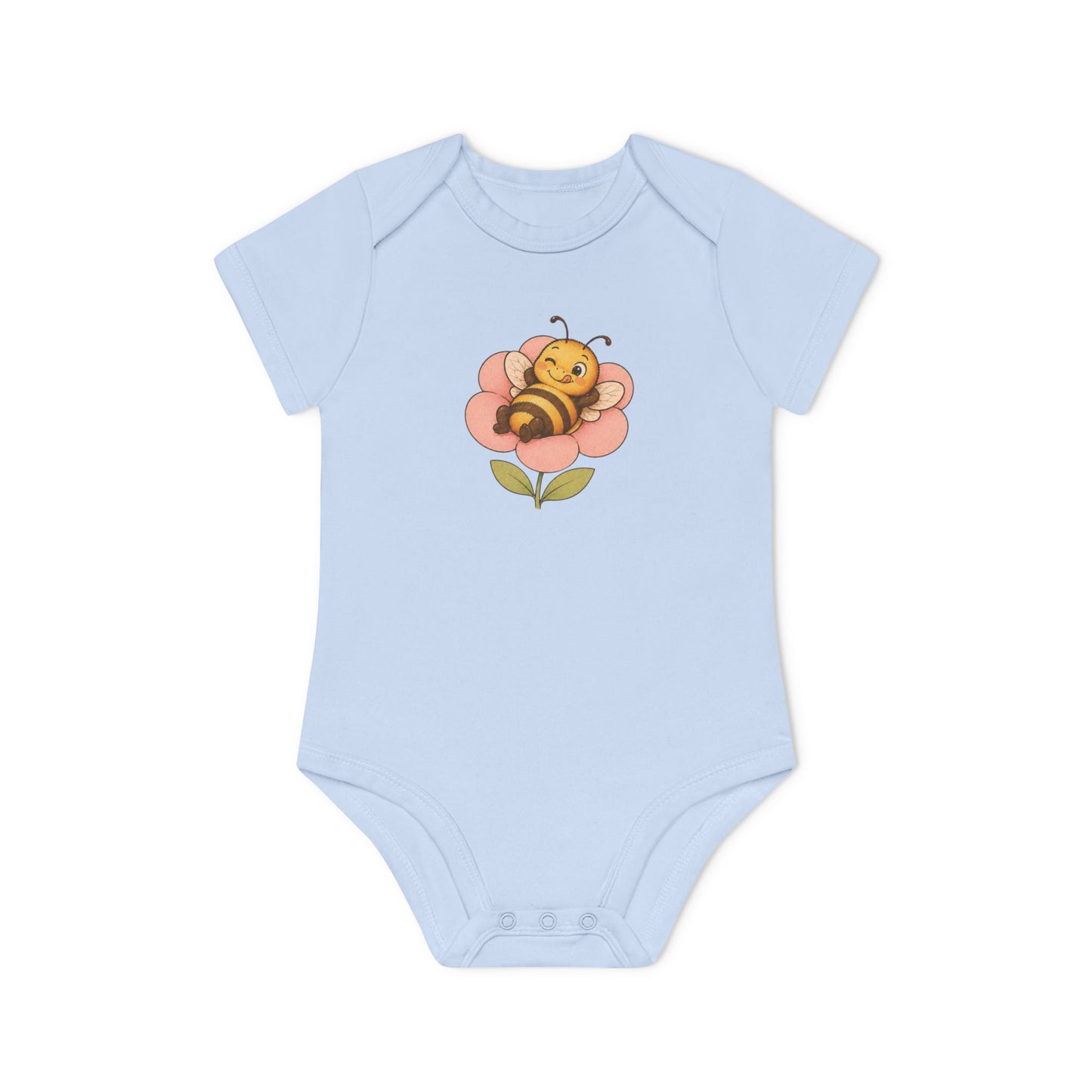 Organic Bee Baby Bodysuit, Baby Shower Gift, Newborn Gift, Organic Baby Clothes, Neutral Baby Outfit, Flower Baby Bodysuit