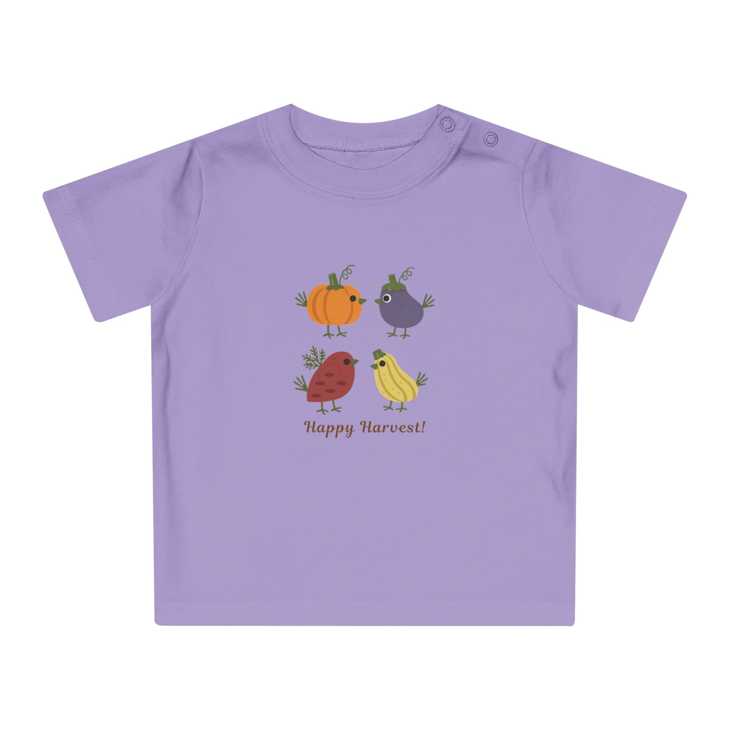 Organic Baby Harvest Birds T-Shirt | Scandinavian Autumn Pumpkin Bird Tee | NB-24M