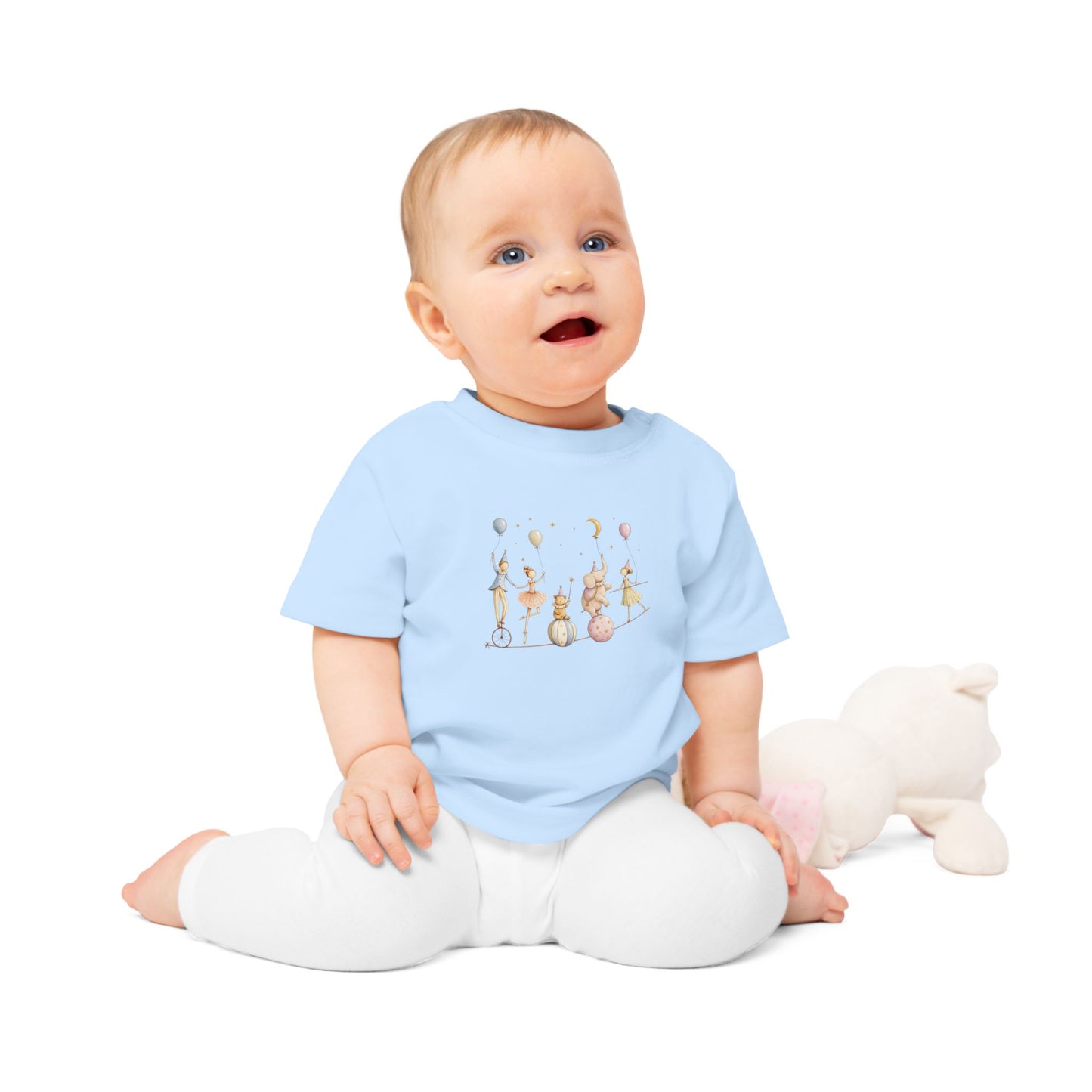 Organic Baby Circus T-Shirt, Luxury Baby Tee, Cute Baby Clothes, Neutral Baby Gift, Circus Animals Shirt, Newborn to 24M