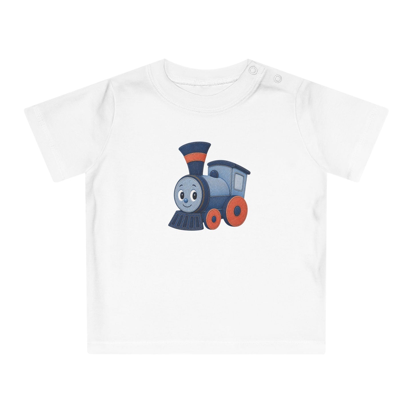 Organic Cotton Train Baby T-Shirt, Cute Locomotive Toddler Shirt, Baby Shower Gift Tee Shirt, Toys Baby Tee, Denim Style Kids Top