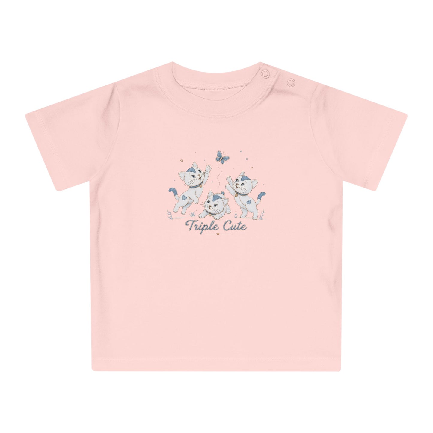 Organic Baby T-Shirt | Triple Cute Kittens | Organic Cotton Baby Tee | NB–24M | Gender Neutral Baby Gift