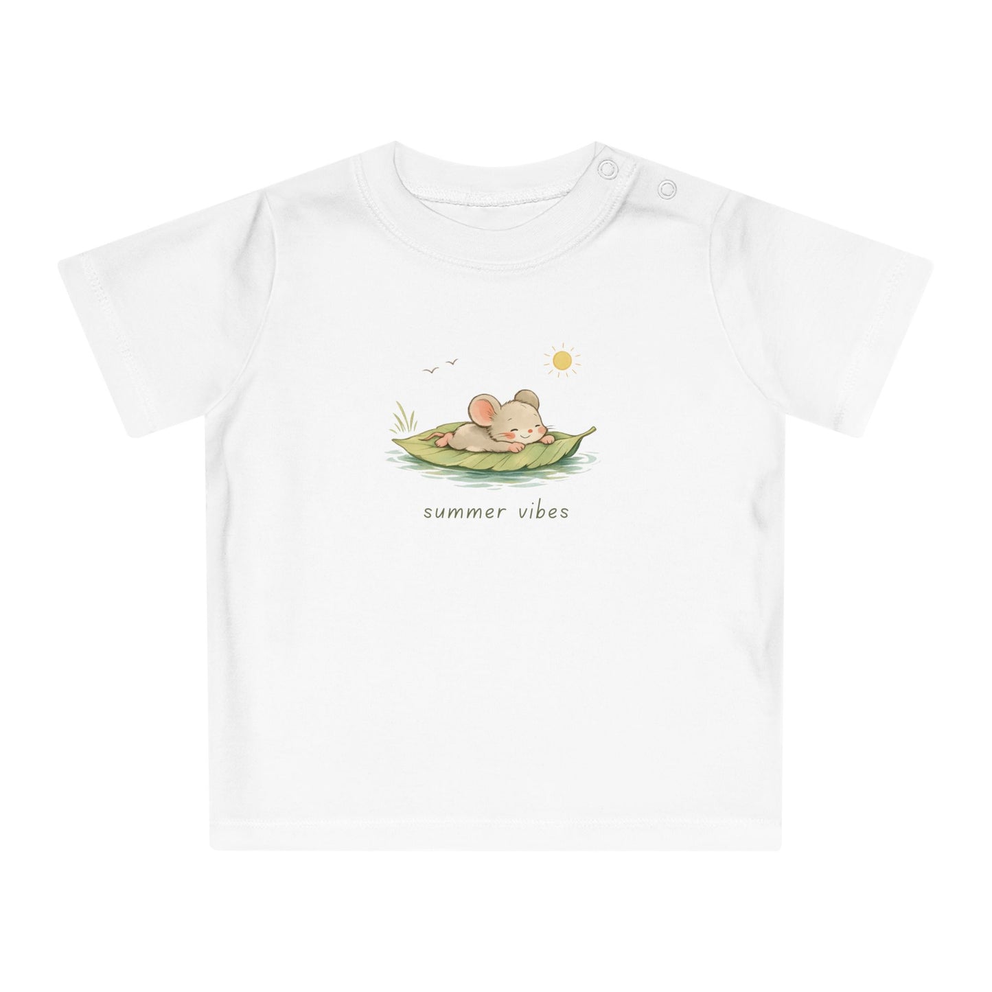 Mouse Organic Cotton Baby Summer Shirt, Cute Mouse Baby Tee, Minimal Toddler Shirt, Neutral European Baby Clothes, Summer Vibes T-Shirt