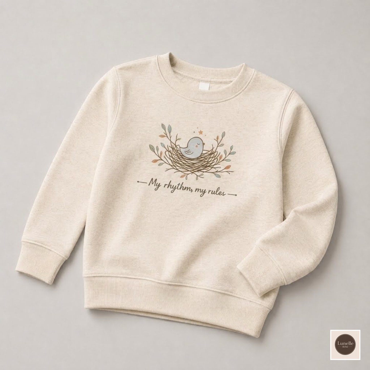 Kids Sweatshirt | Bird in Nest Sweatshirt | Neutral Toddler Pullover | Cozy Minimalist Fall Sweatshirt | Unisex Children's Crewneck