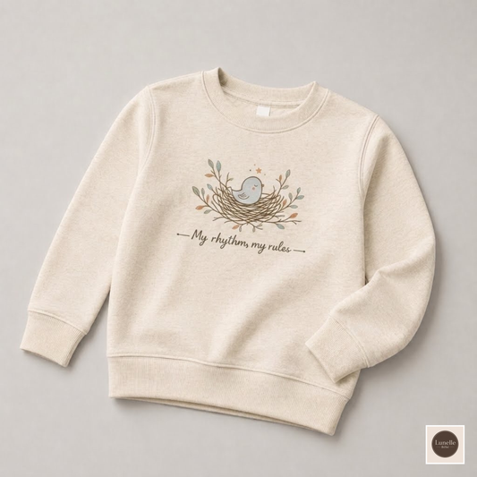 Kids Sweatshirt | Bird in Nest Sweatshirt | Neutral Toddler Pullover | Cozy Minimalist Fall Sweatshirt | Unisex Children's Crewneck