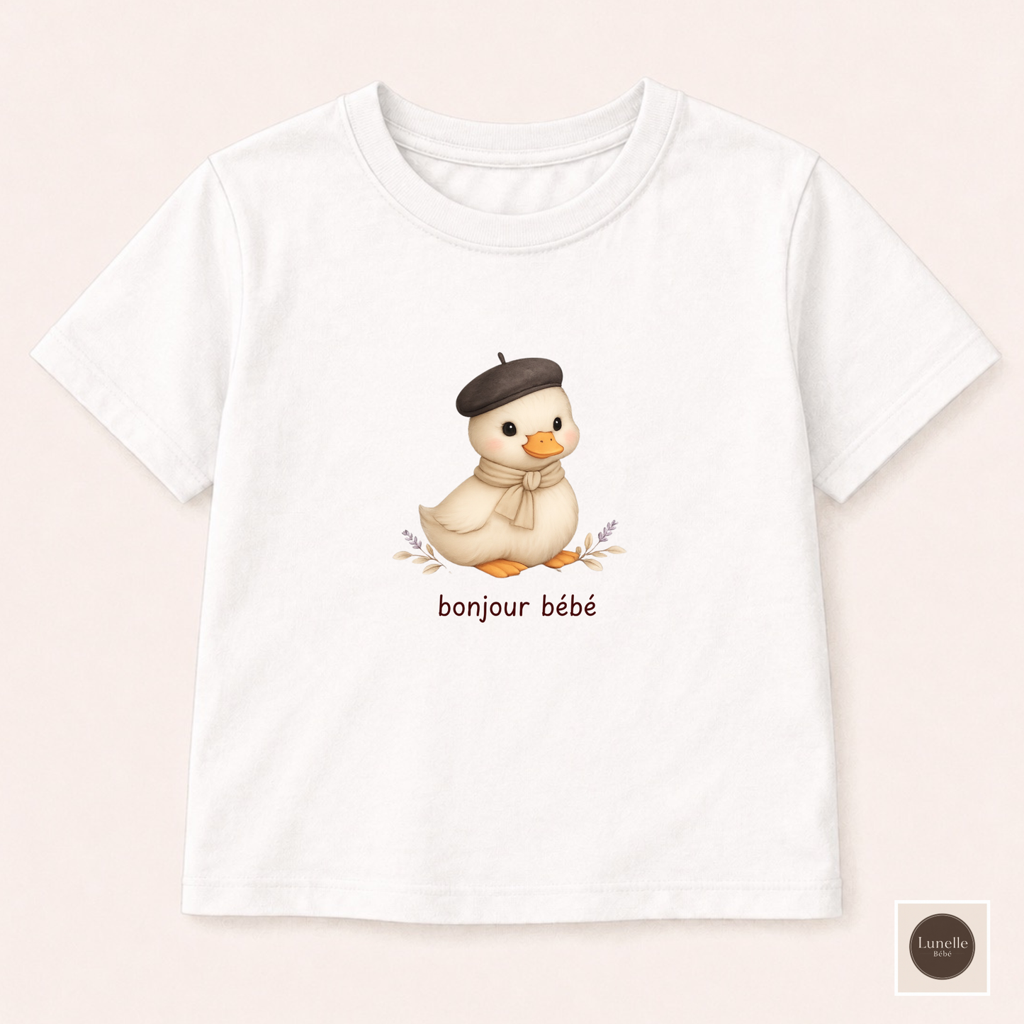 Bonjour Bébé Organic Baby T-Shirt | French Baby Clothes | Organic Cotton Baby Tee | Neutral Baby Shirt | Duckling Baby Outfit | NB-24M
