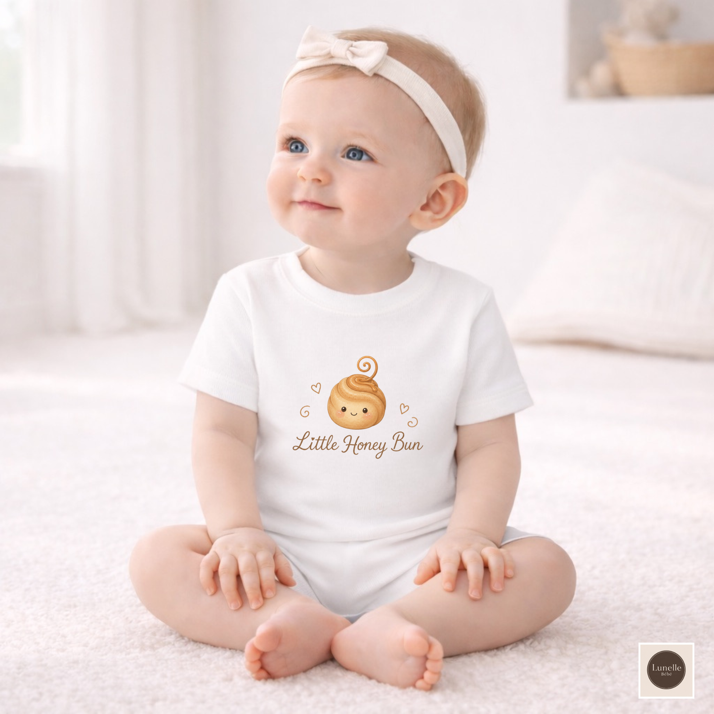 Little Honey Bun Baby Cotton T-Shirt, Cute Toddler Shirt, Baby Girl Tee, Bakery Baby Outfit, New Baby Gift, 1st Birthday Gift, Toddler Shirt