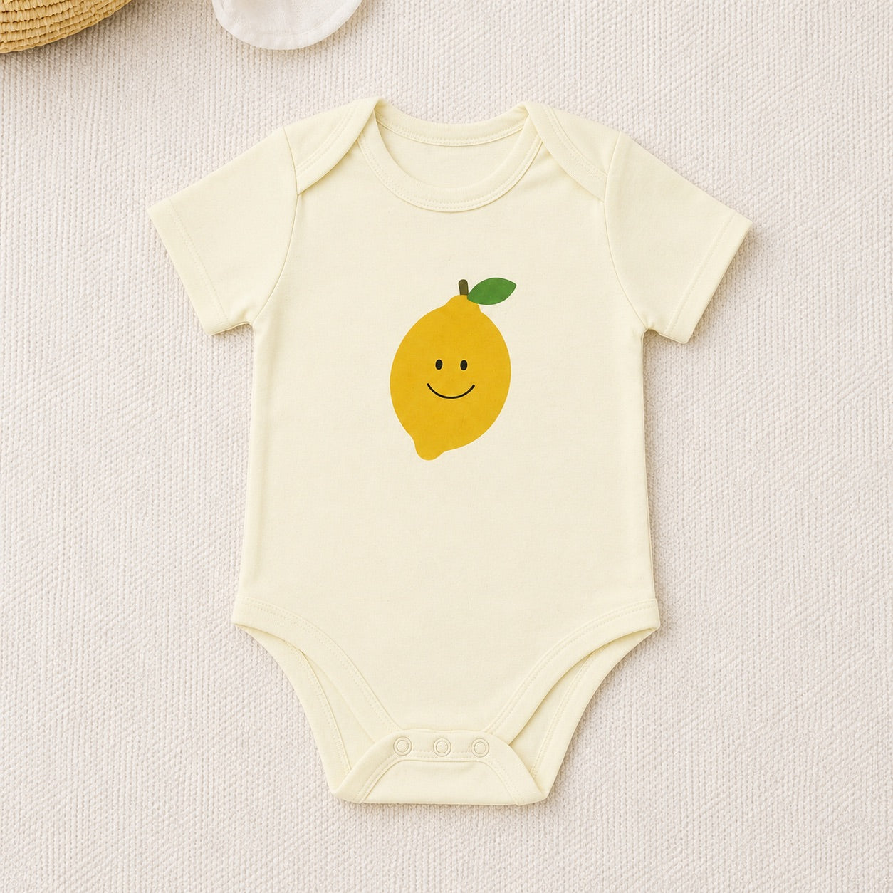 Organic Baby Bodysuit Lemon Print, Organic Cotton Baby Clothes, Gender Neutral Baby Outfit, Minimalist Baby Clothing, Baby Shower Gift