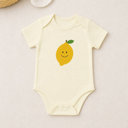 Organic Baby Bodysuit Lemon Print, Organic Cotton Baby Clothes, Gender Neutral Baby Outfit, Minimalist Baby Clothing, Baby Shower Gift