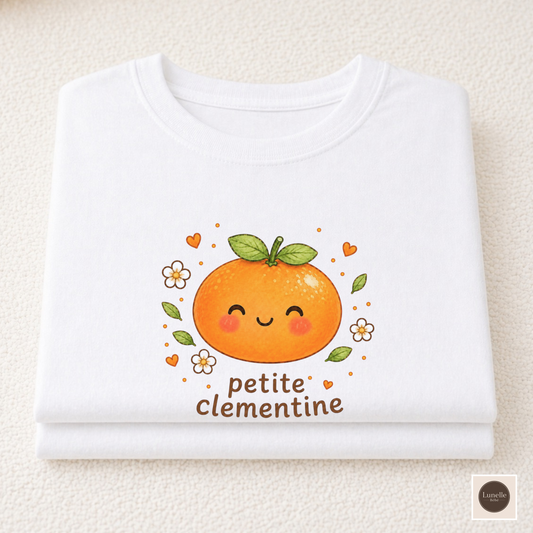 Petite Clementine Toddler T-Shirt | Cute Kawaii Orange Tee | French Inspired Baby Shirt | Citrus Baby Toddler Gift