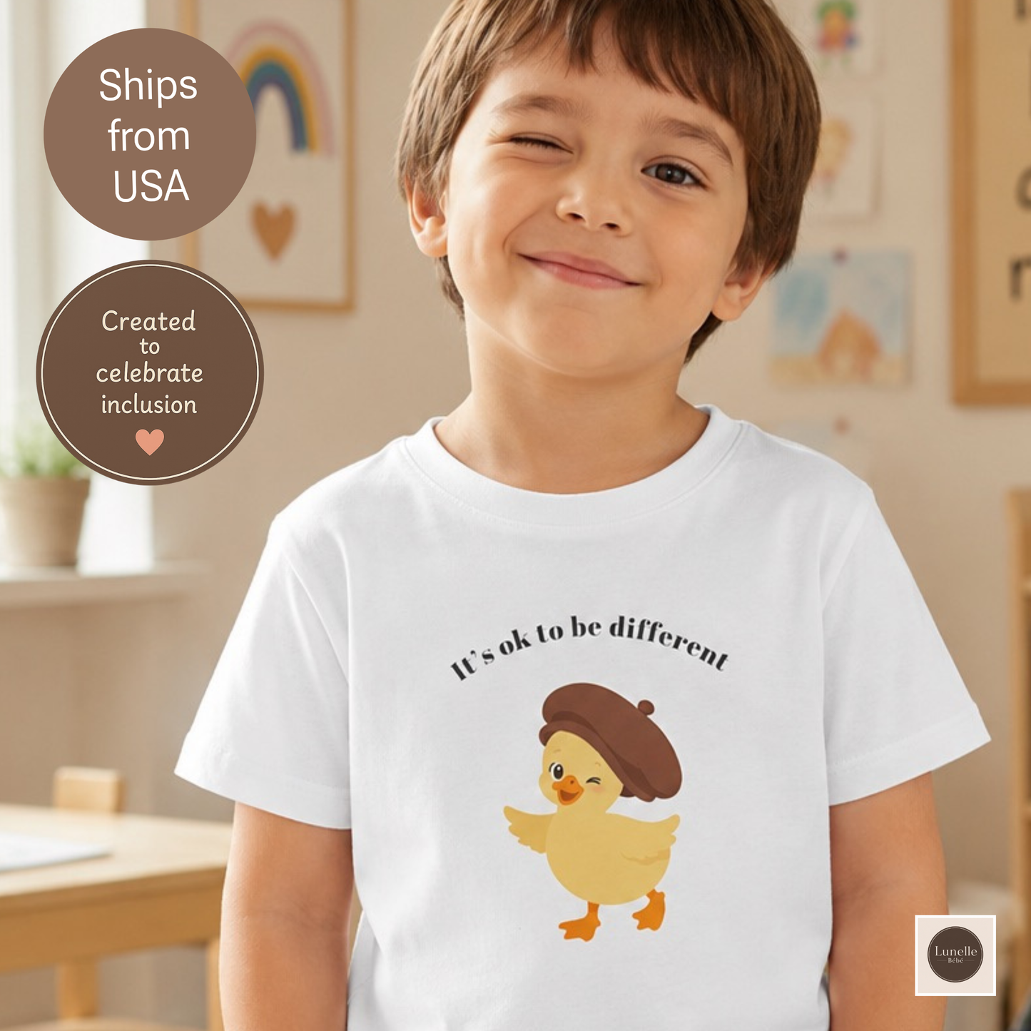 Inclusive Kids Tee, Special Needs Kids Shirt, Different Abilities Gift, Cute Duck T Shirt, Its OK to Be Different Toddler Shirt