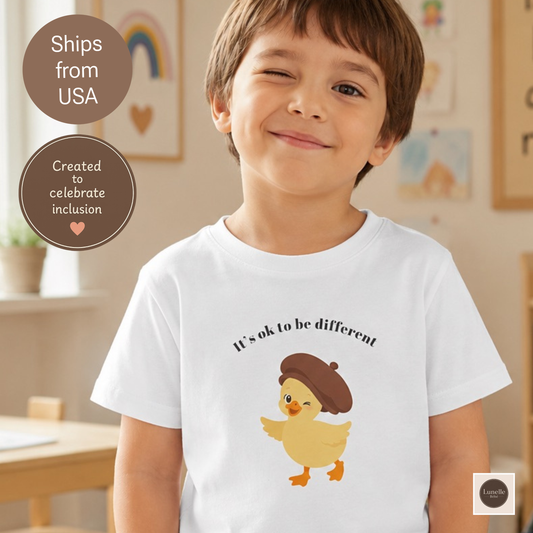 Inclusive Kids Tee, Special Needs Kids Shirt, Different Abilities Gift, Cute Duck T Shirt, Its OK to Be Different Toddler Shirt